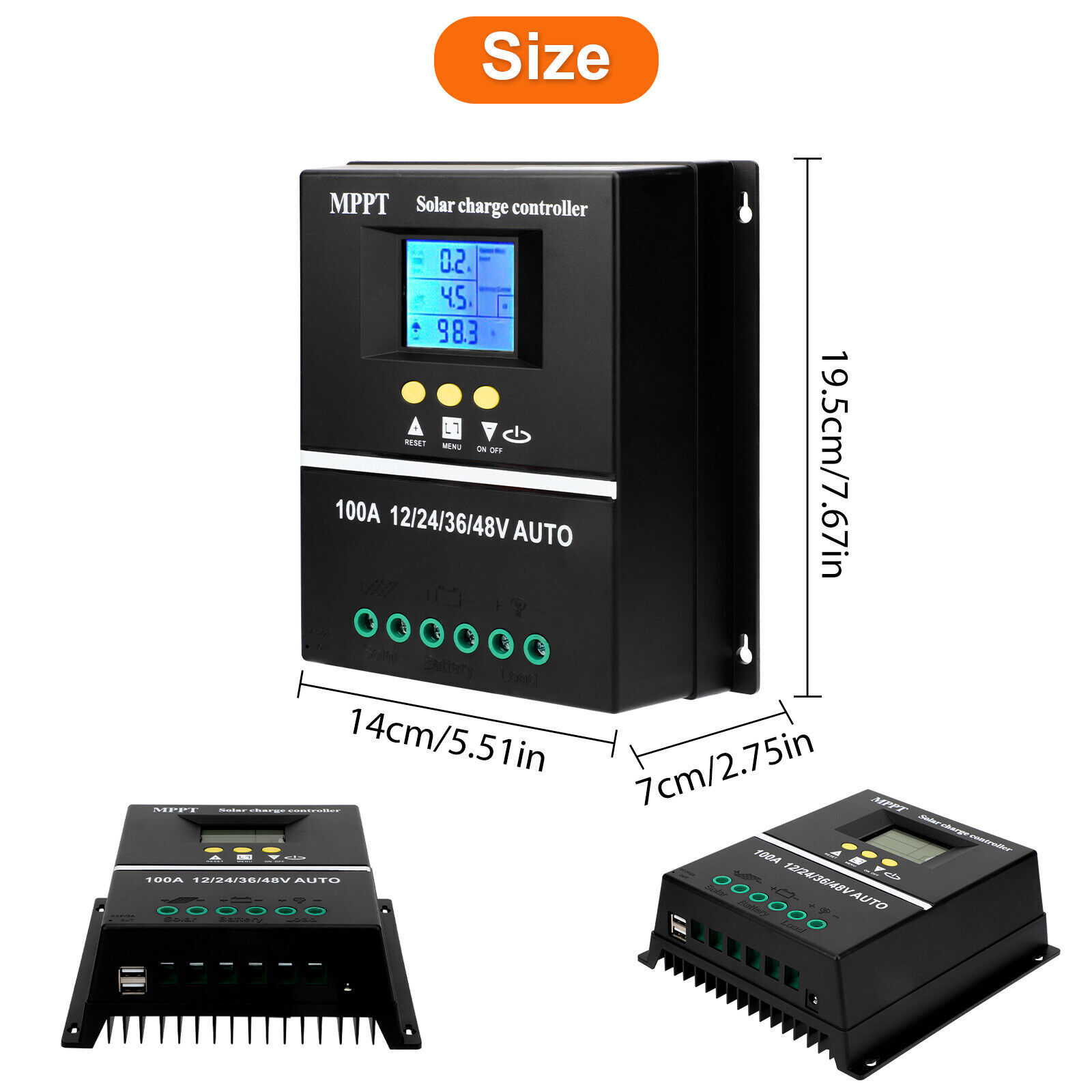 MPPT Solar Panel Battery 100A PV Regulator Charge Controller AUTO 12/24/36/48V