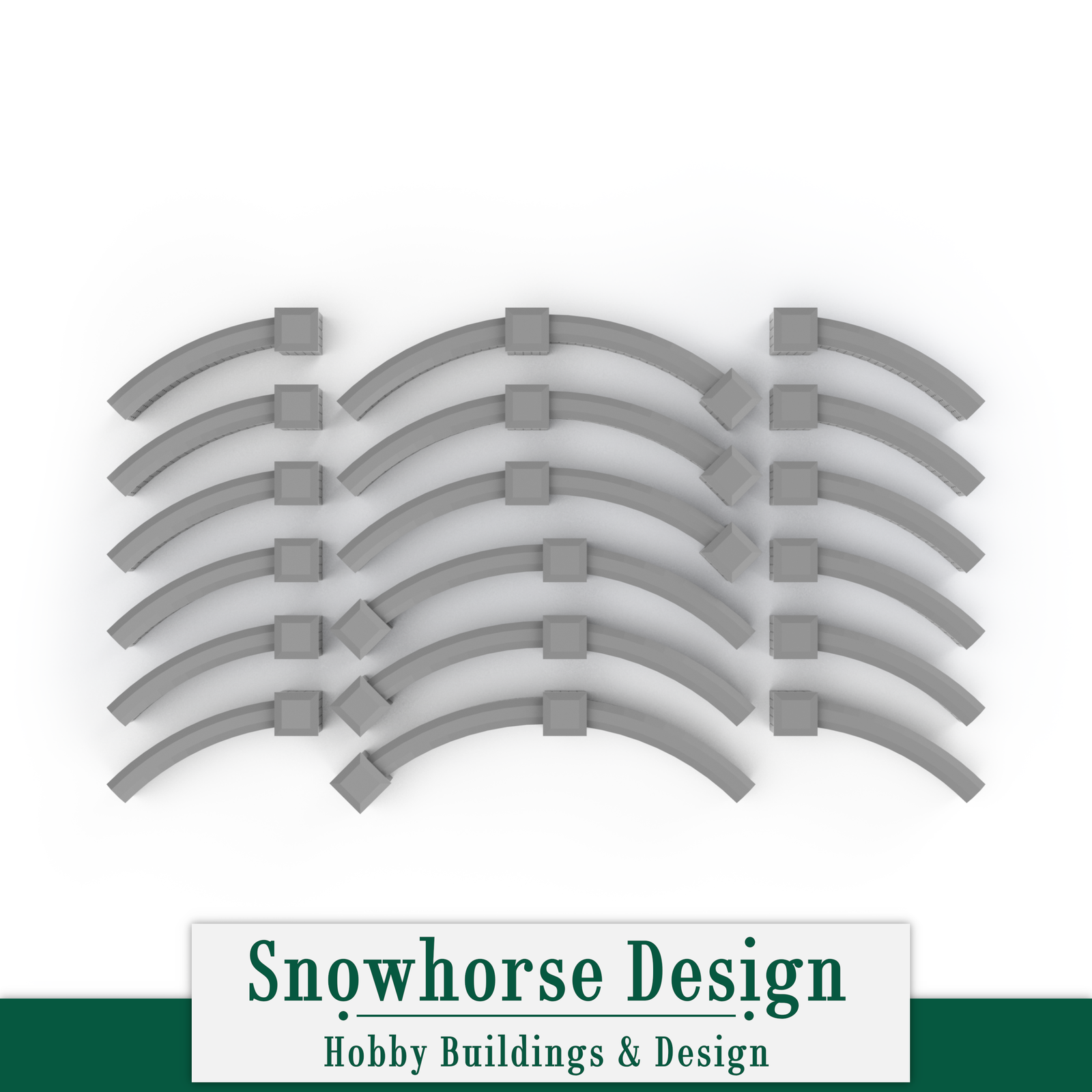 Brick Wall - Curved Segment Pack (HO Scale 1:87)