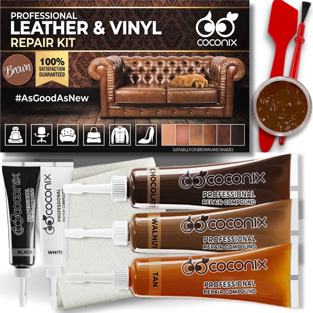 Leather & Vinyl Repair Kit - Brown & Shades | Fix Tears, Holes, Scratches, an...