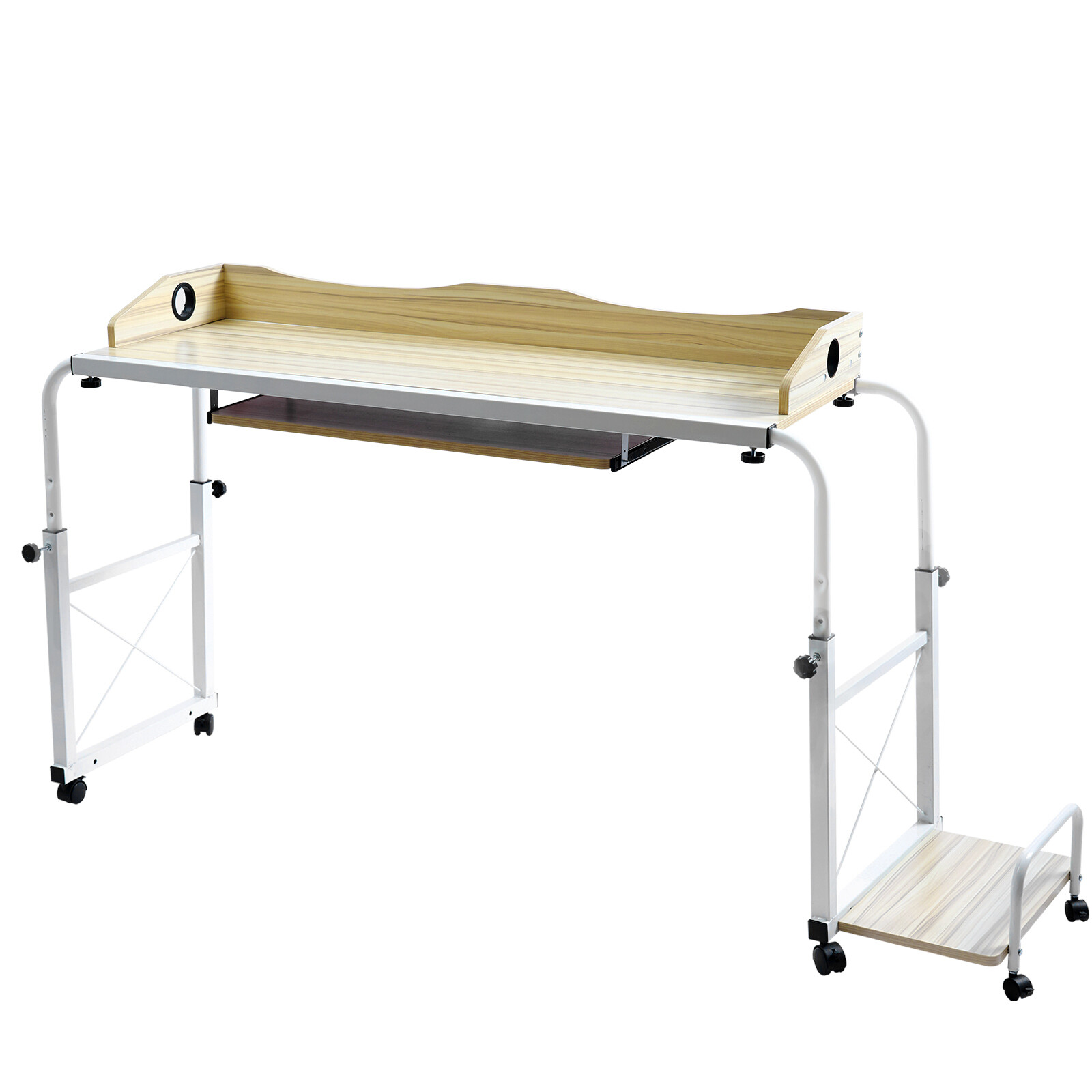Overbed Table With Wheels Adjustable Over Bed Desk Multi-Functional Table Home