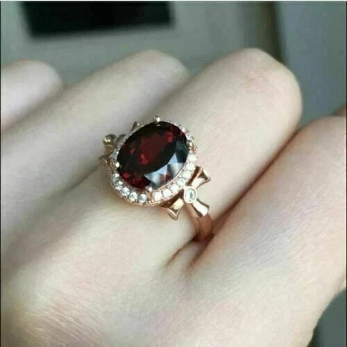 2.10Ct Oval Cut Lab Created Red Garnet Women Wedding Ring 14k Yellow Gold Plated