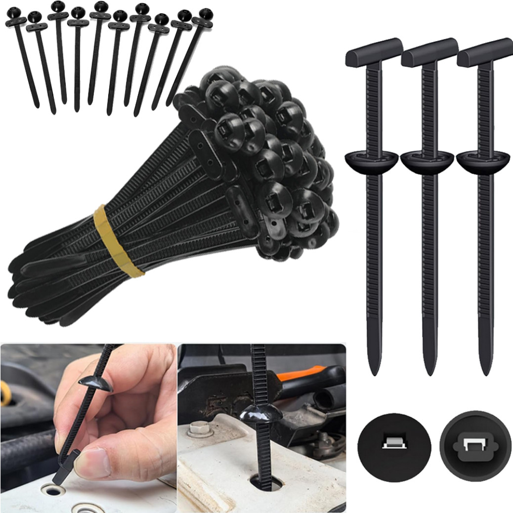 200 Pcs Nylon Universal Cable Tie Buckle Heavy Duty Self-Locking Free Ship