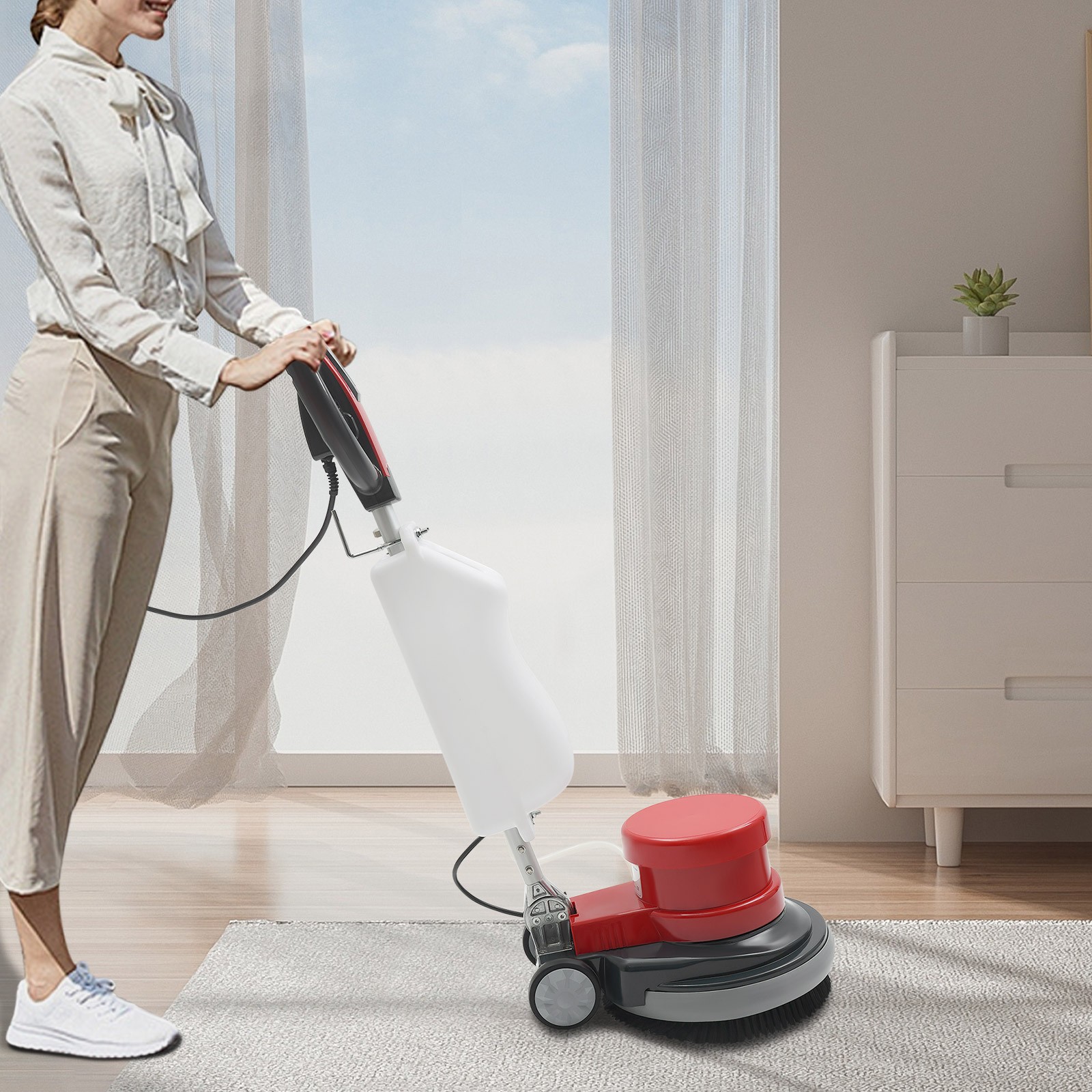 17" Carpet Cleaning Machine Floor Multi-functional Polishing Brushing Machine 8L