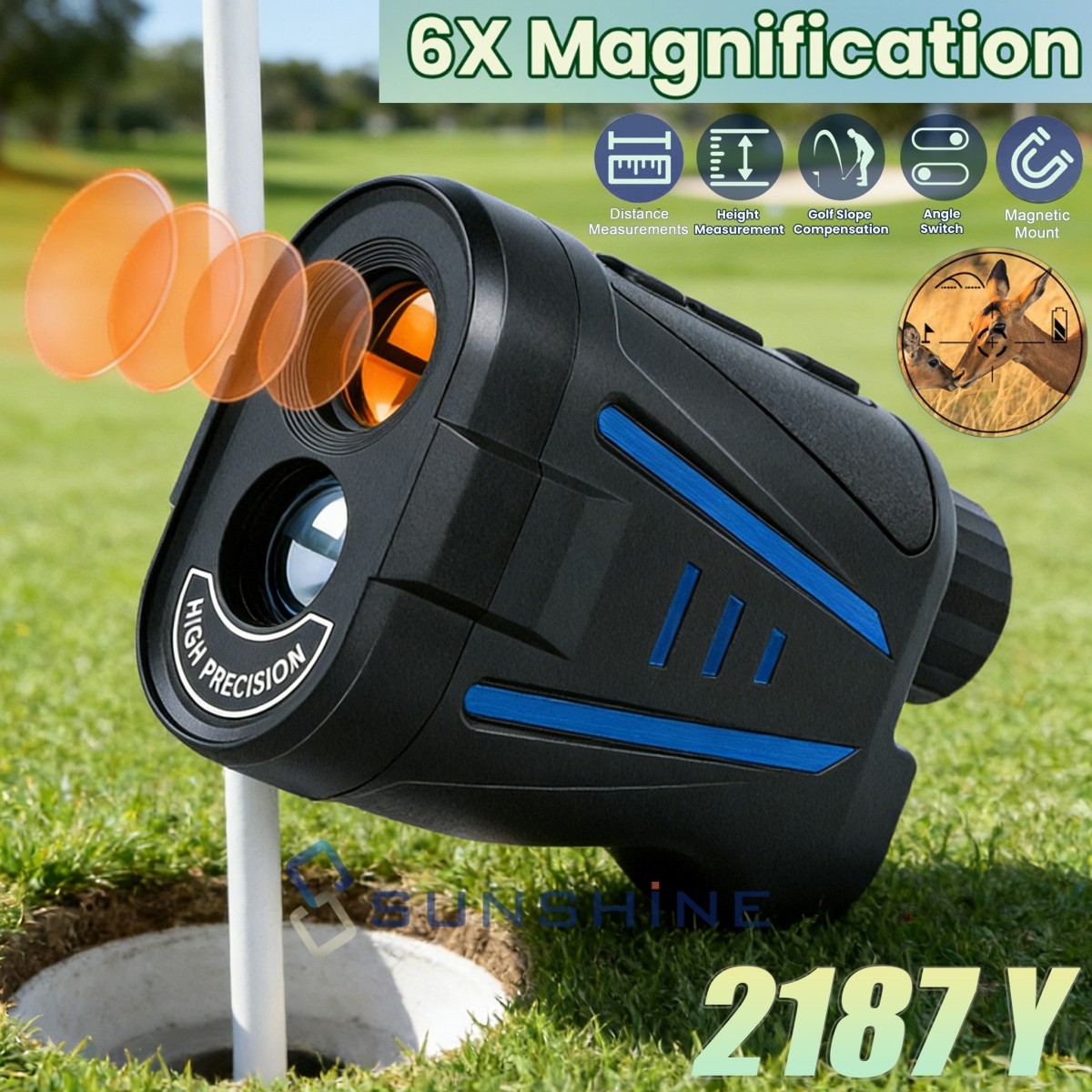 2187 Yards Laser Range Finder Golf Rangefinder with Slope 6X Magnification