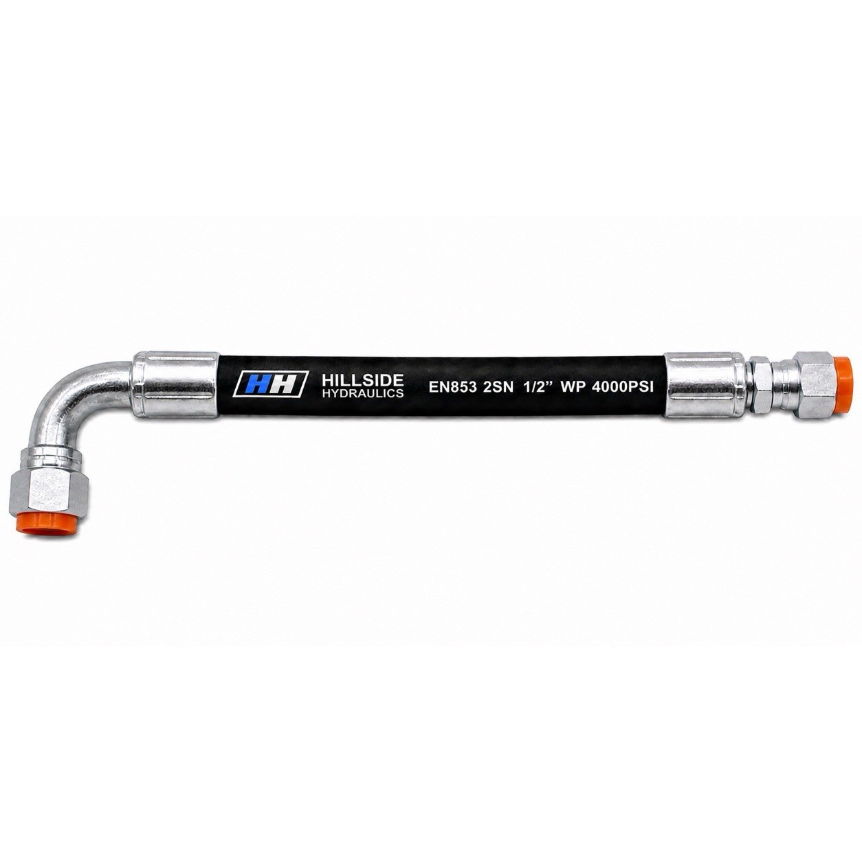 1/2” Hydraulic Hose Assembly - JIC 10F Straight x JIC 10F 90° Swivel (4000PSI)