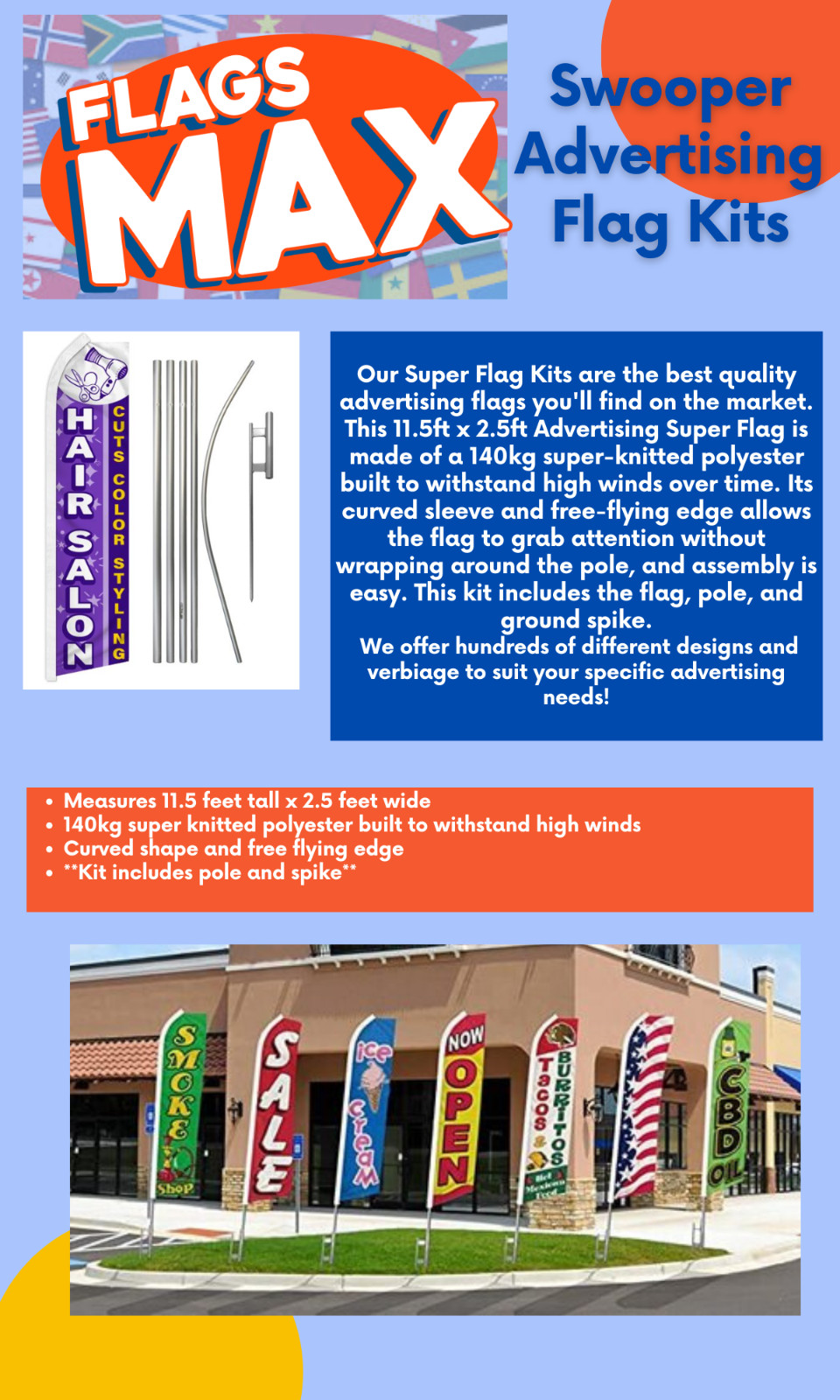 Hot Tubs Swooper Advertising Flag & Pole Kit