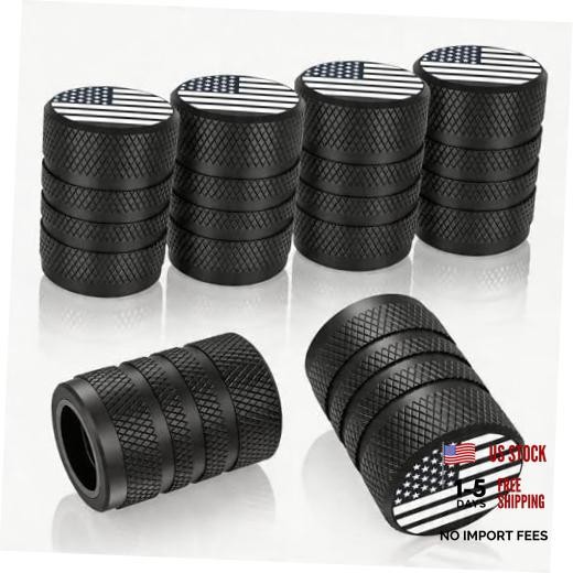 Tire Valve Stem Caps, 6 pcs/Pack, Anodized Aluminum Tire Valve Cap Set, Black