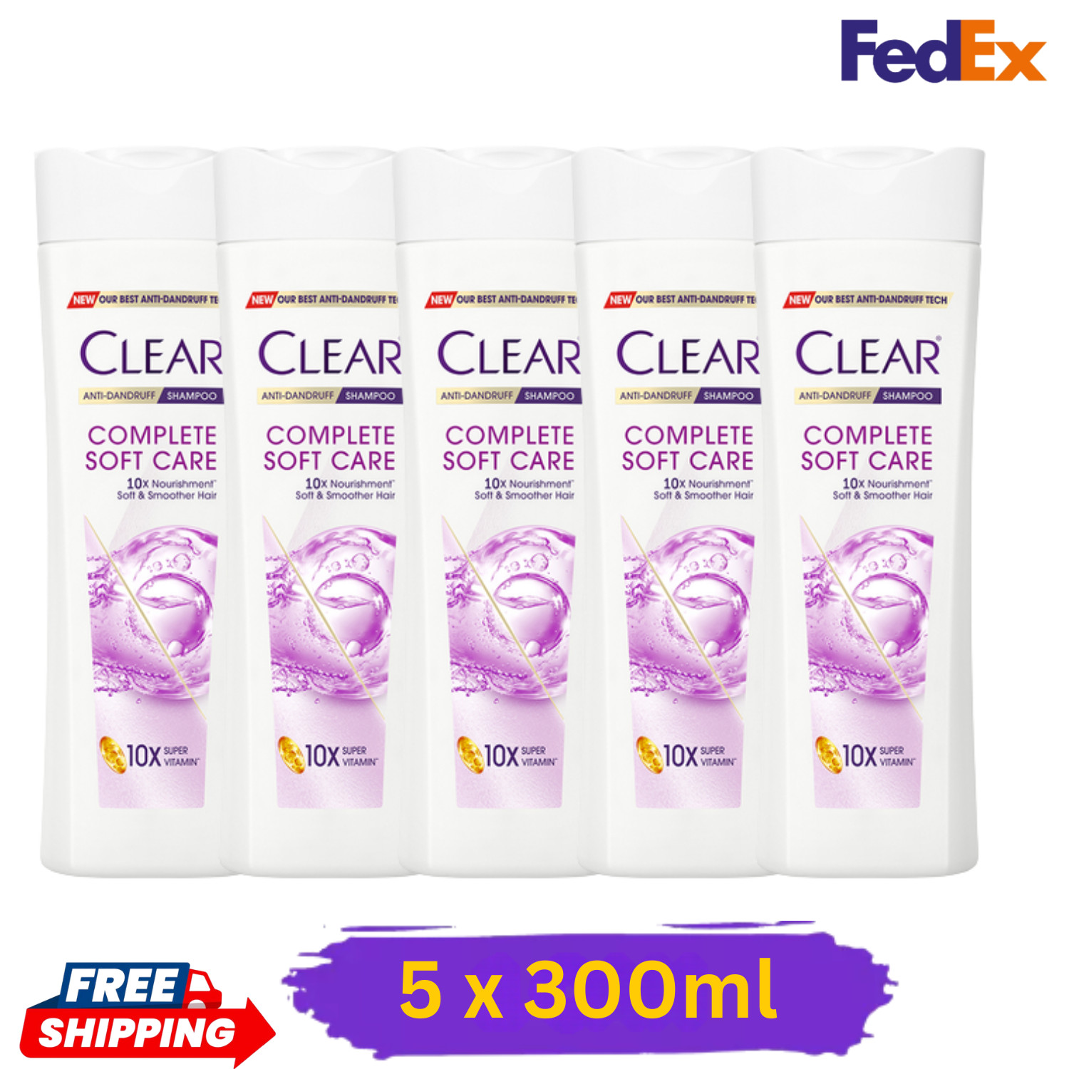 (5X 300ml) CLEAR Complete Soft Care Shampoo Anti-dandruff Scalp Care Shampoo
