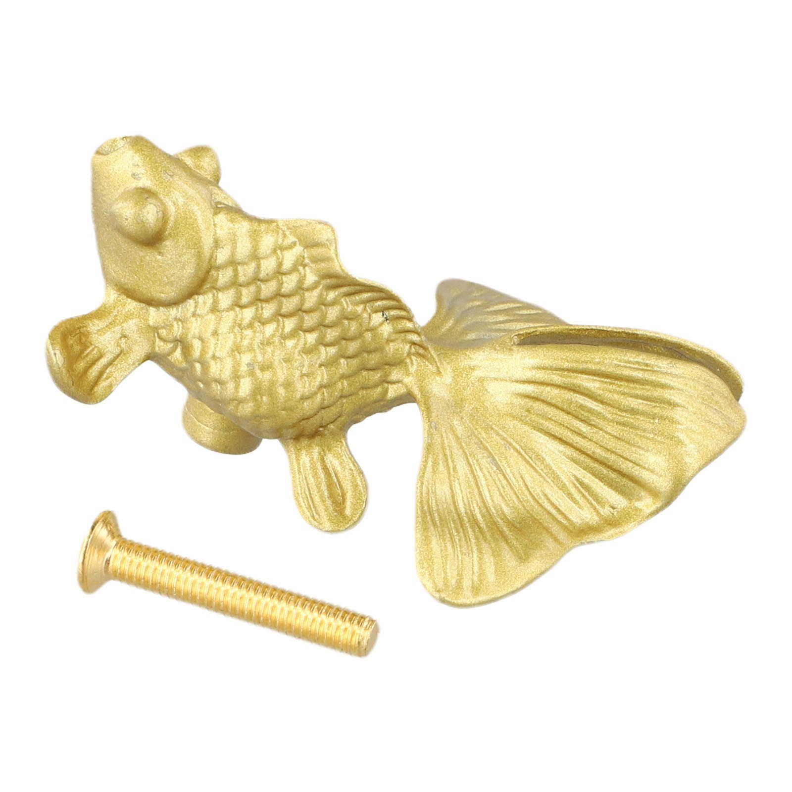 Striking Goldfish Patterned Cabinet Handle Knobs Solid Brass Construction