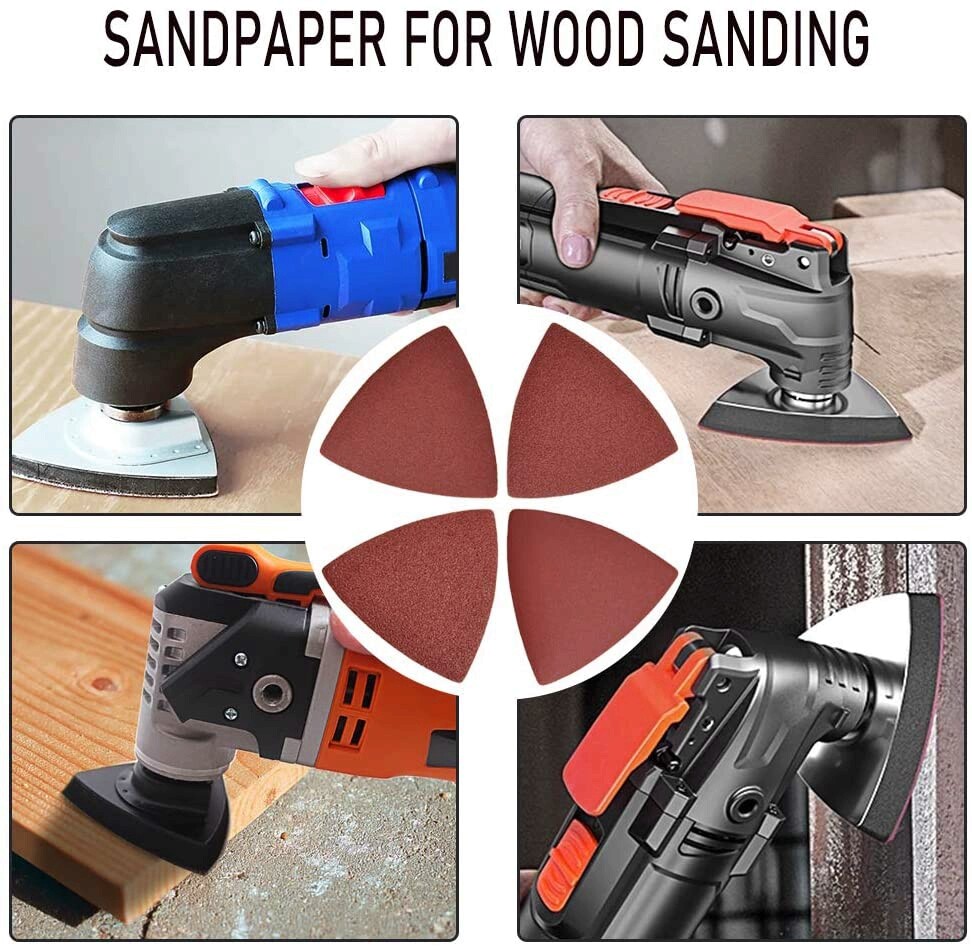 60PCS Triangle Sanding Pads for Oscillating Multi-Tool Hook Loop Sandpaper Discs