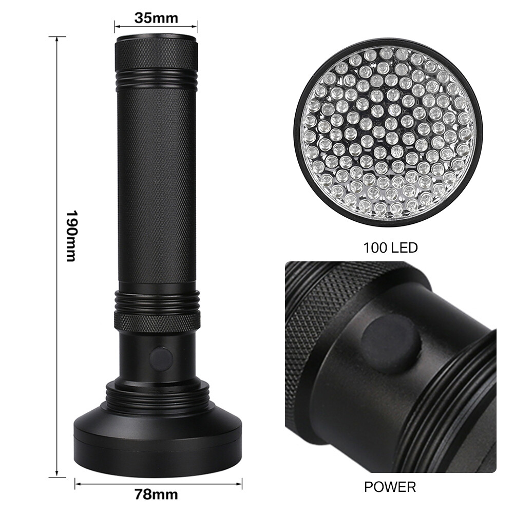 100 LED UV Flashlight Ultraviolet Blacklight Detector Handheld Torch Light 395nm