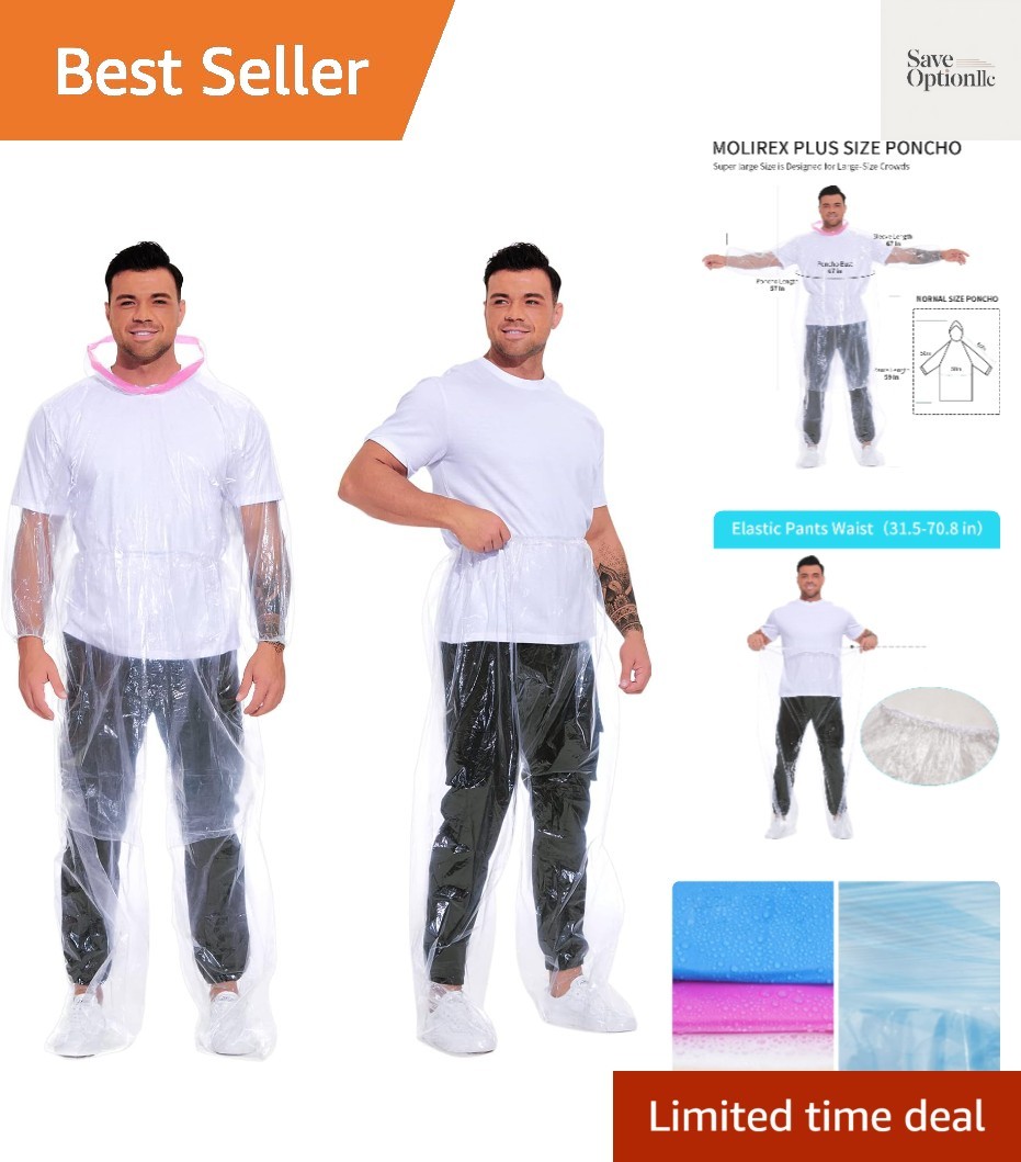 Raincoat Set Disposable 2 Pack Plus Size Adult Rain Ponchos with Hood Rain Co...