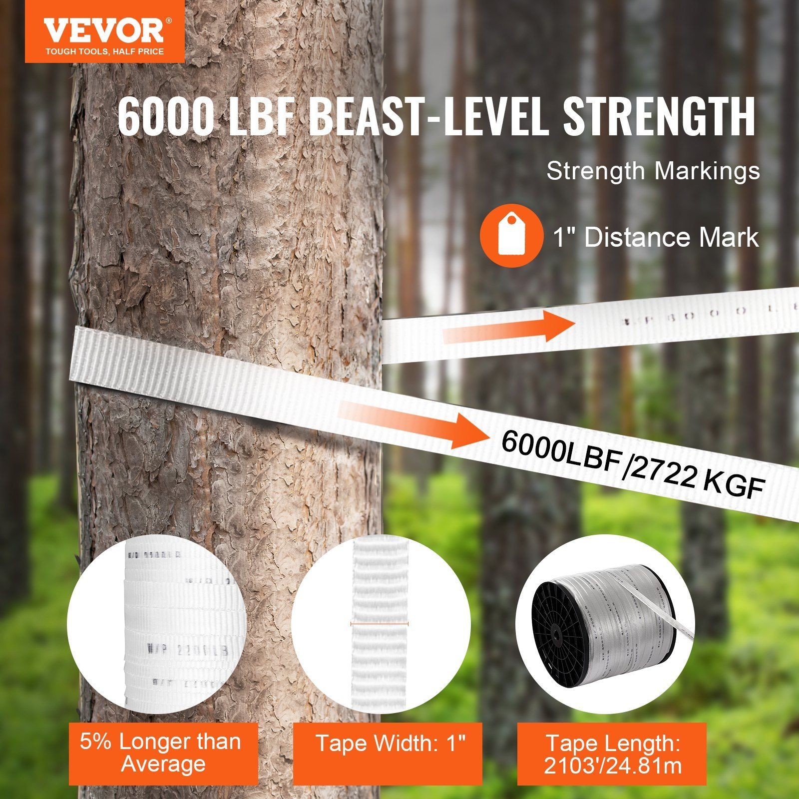 6000lb 1"x2103' Superior Quality Pull Tape Designed for Demanding Sites