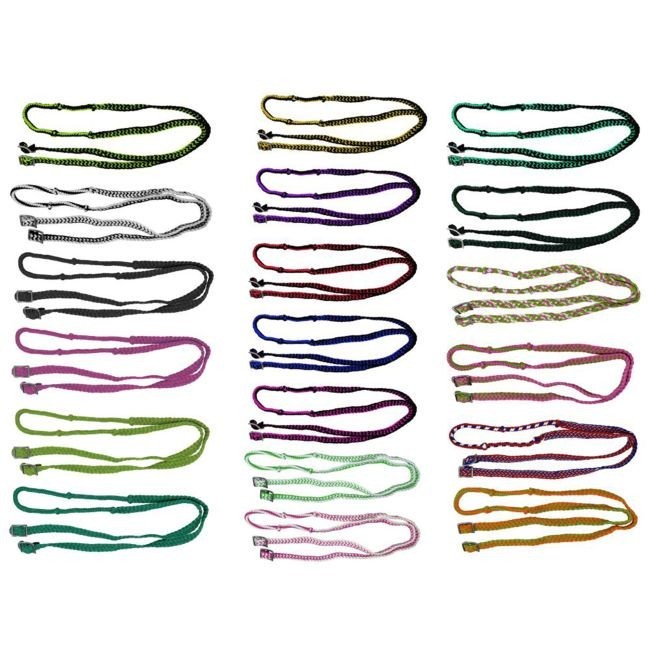 BARREL REINS 7' Long x 1" Wide Braided Nylon Contest Reins with Easy Grip Knots