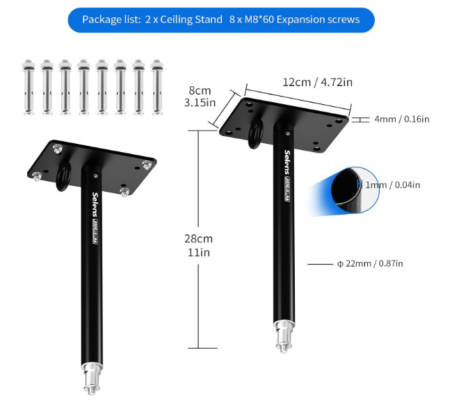 2- pack Camera Ceiling Mount, 11" Wall Mount Bracket w/ 1/4" universal adapter