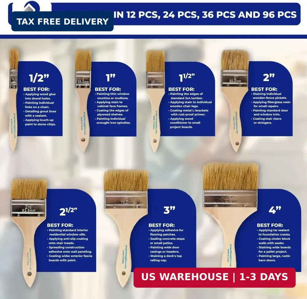 Pro Grade - Chip Paint Brushes - 96 Pack - 2 Inch - Chip Brushes - Versatile for