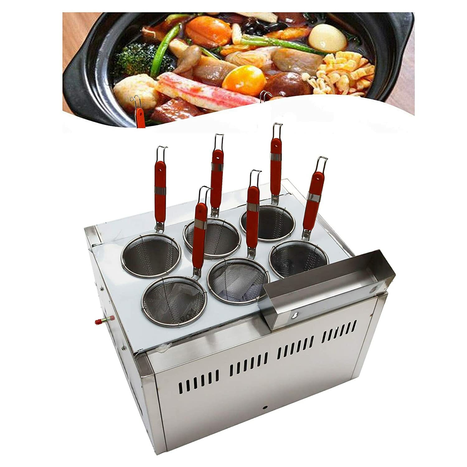 New LP Gas Commercial 6 Basket Noodle Pasta Cooker Cooking Machine US Stock