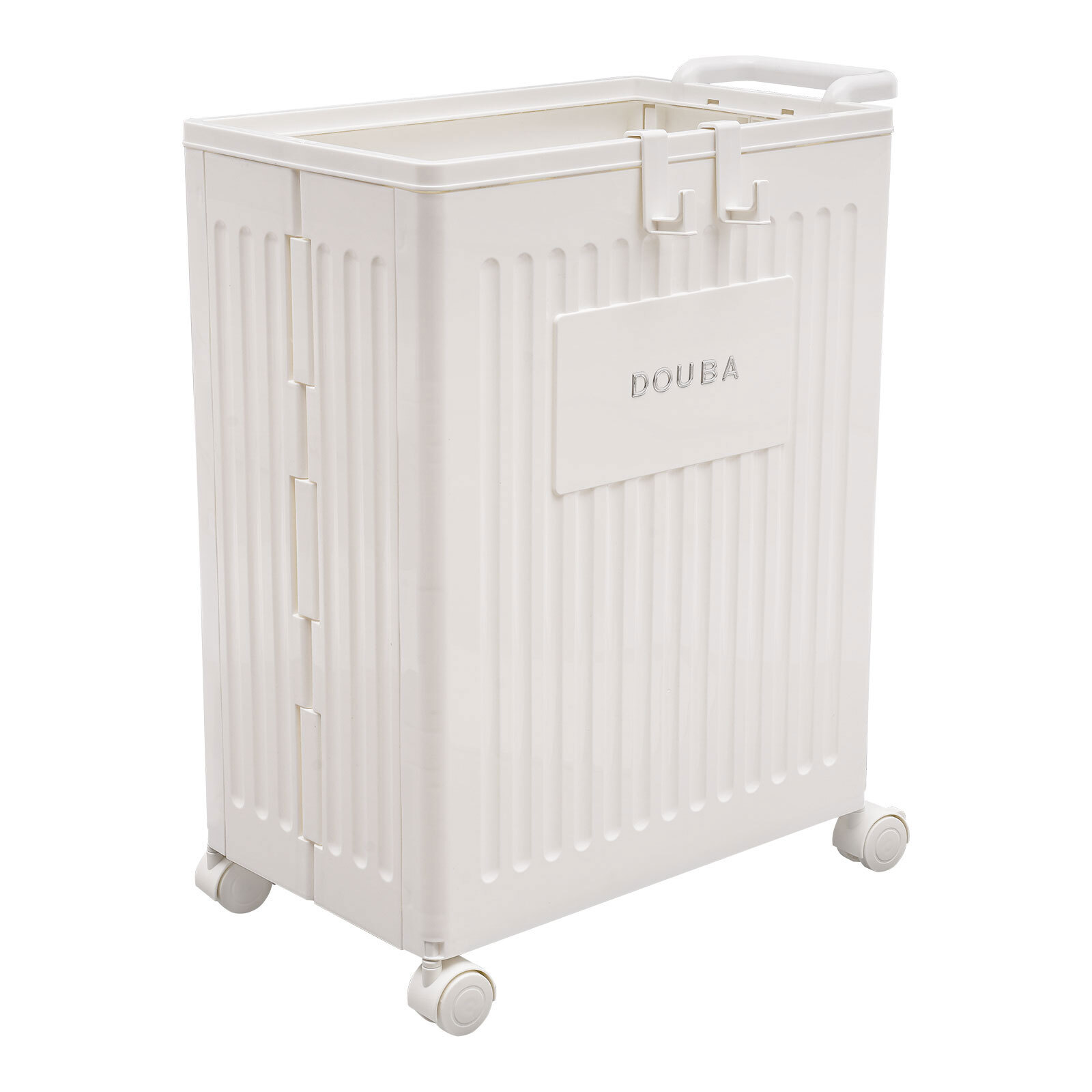 PP Removable Storage Cabinet with Wheels Foldable Storage Box White 39*25*52.5cm