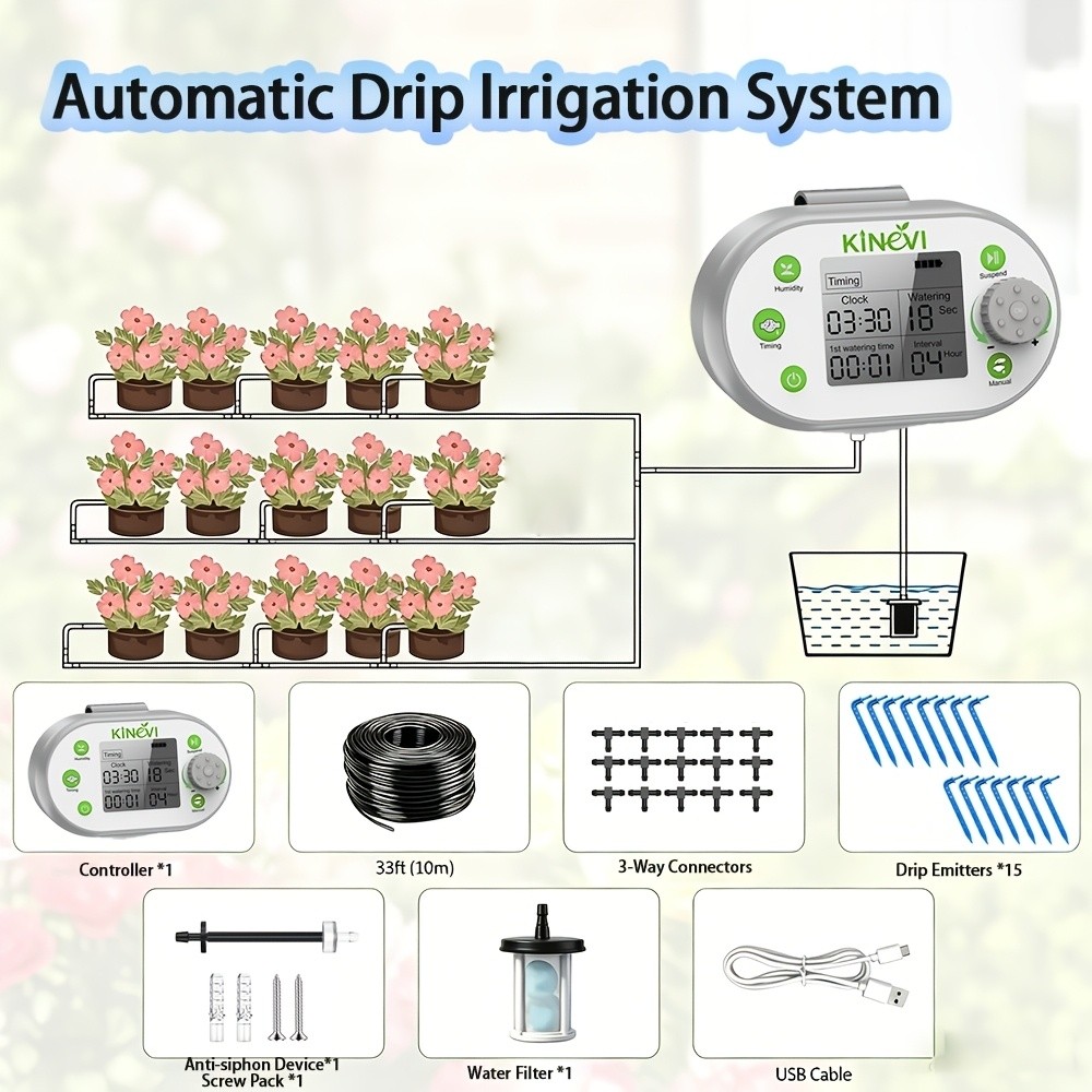 Automatic Drip Irrigation System for Indoor Plants, 2026 Upgraded Rechargeable