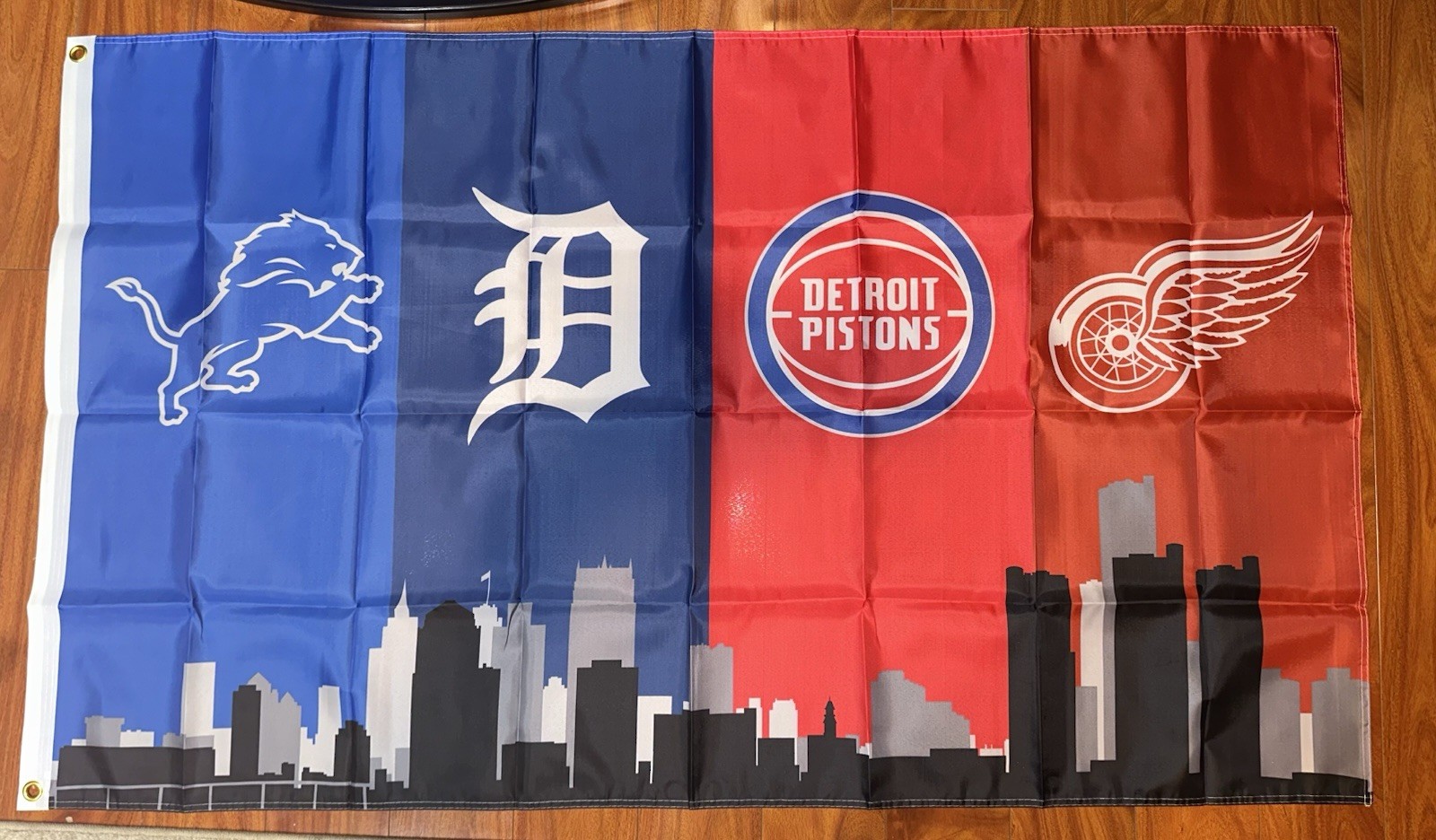 Detroit Sports Teams Lions Pistons Tigers Red Wings City  Flag Banner 3 X 5 Feet
