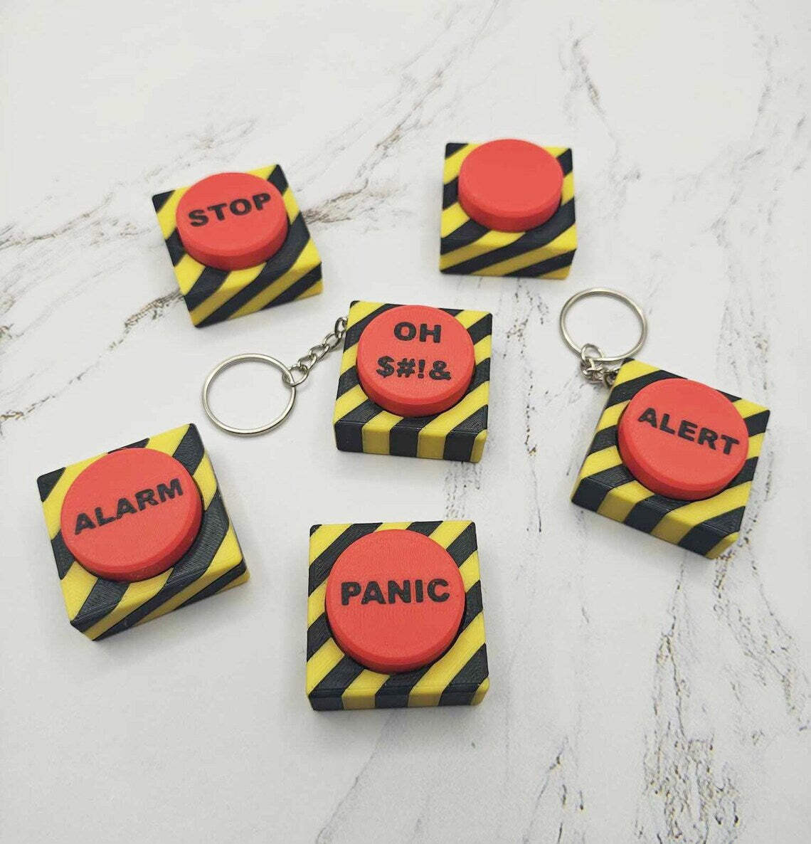 Panic Button Fidget Keychain Big Red Button Sensory Clicker Stress Relief Toy