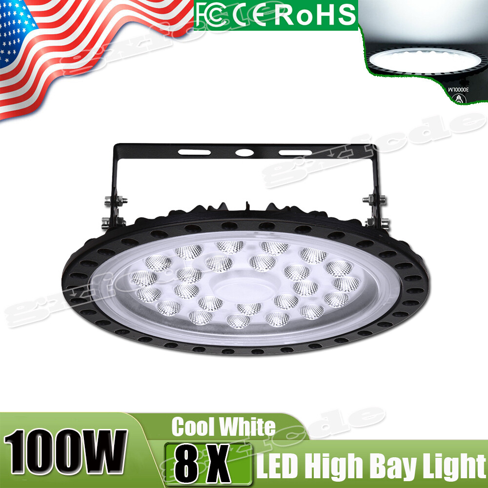 8Pcs 200W UFO LED High Bay Light 200Watt Work GYM Warehouse Industrial Workshop