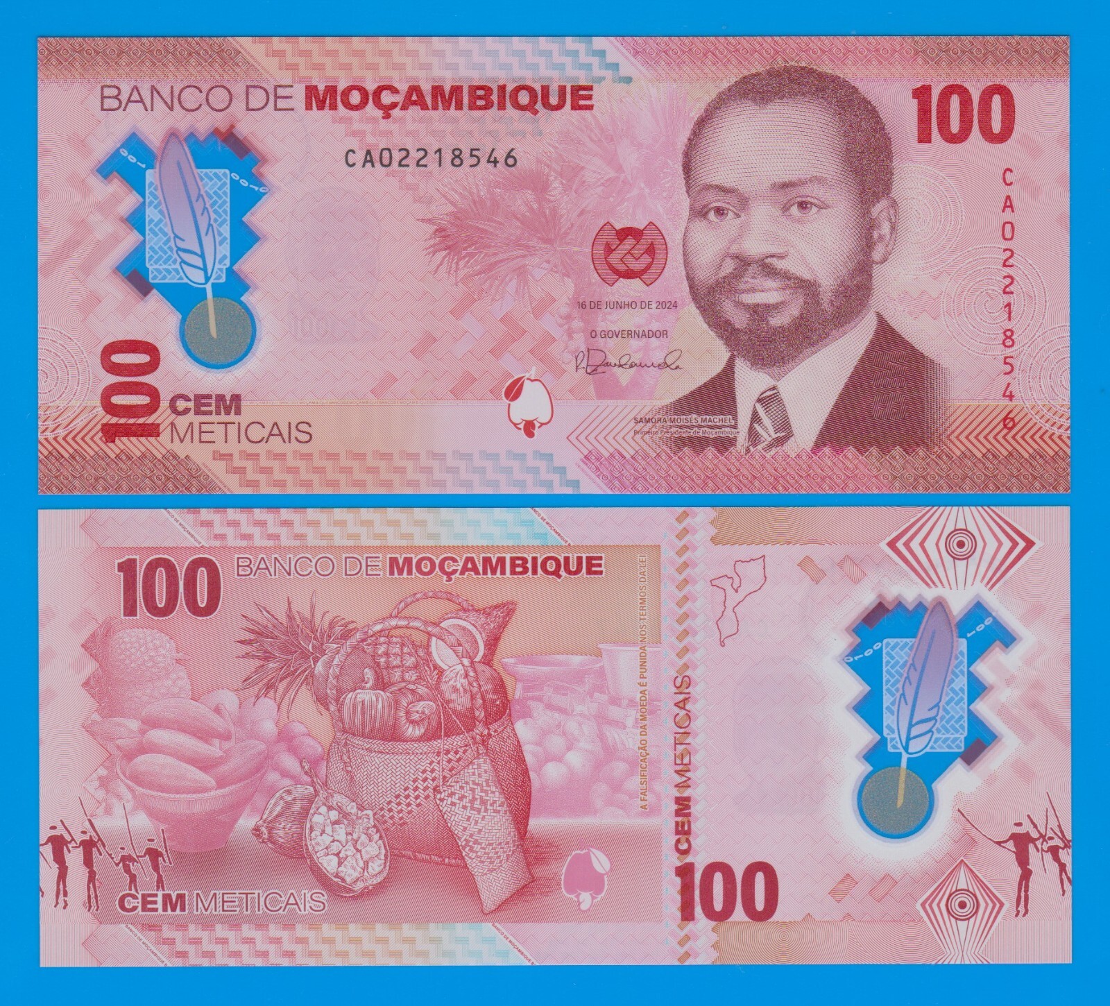 Mozambique 100 meticais P 157, 2024 UNC Polymer