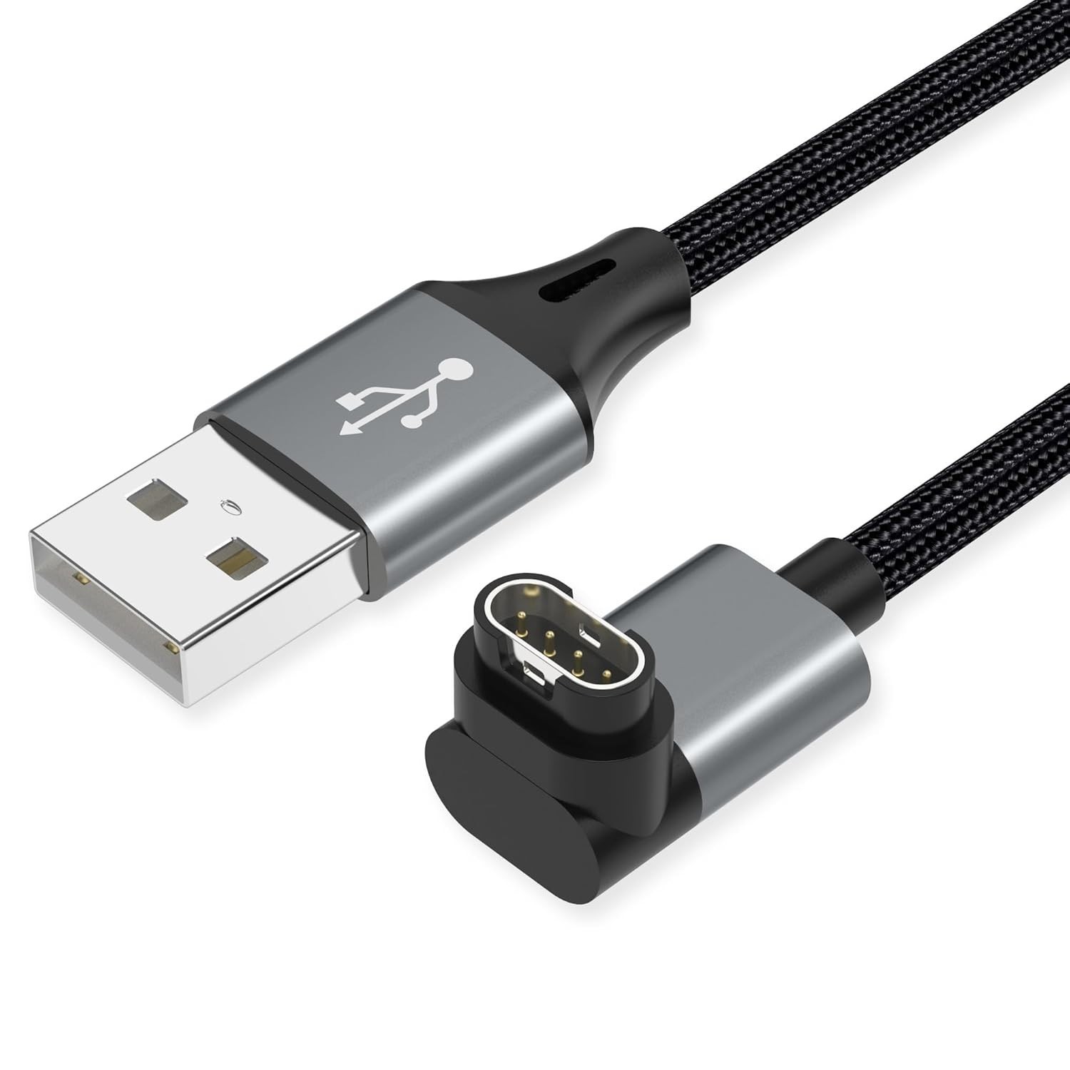 2 Pack 3.3ft Charger Cable for Garmin Watch, L-Shape Braided Charging Cord for F