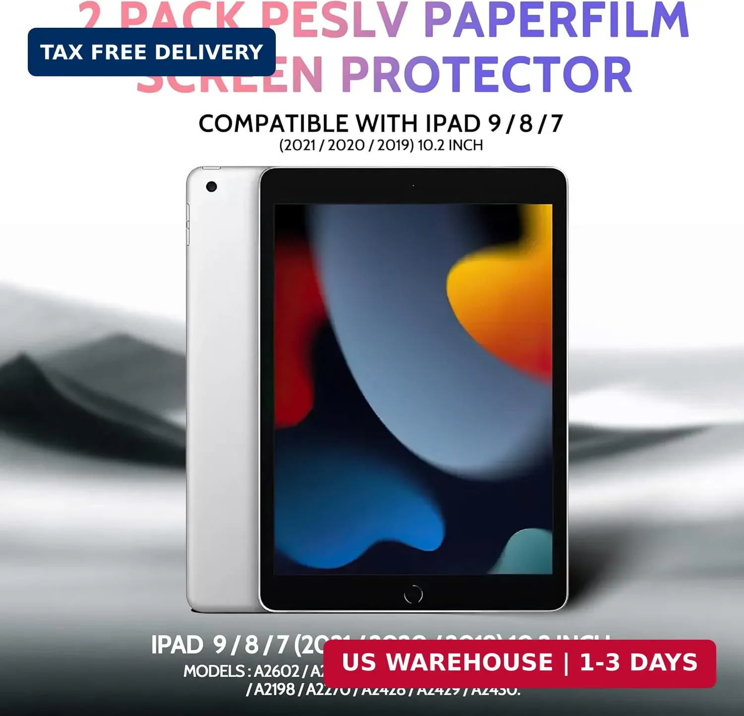 2 Pack Like Paper Screen Protector for iPad 9th/8th/7th 10.2''(iPad 7/8/9th）
