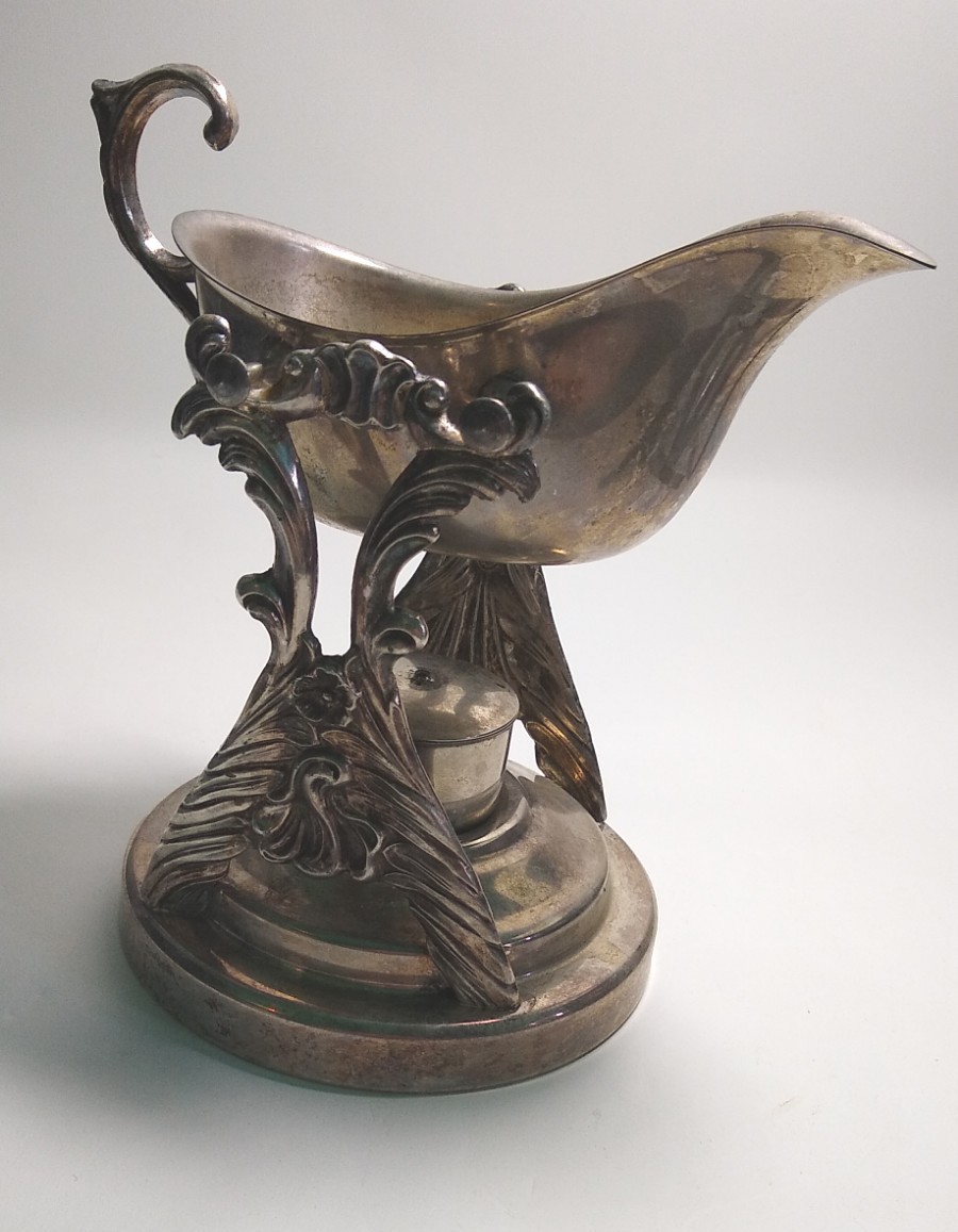English Silver Co Gravy Boat Stand Warmer American Victorian style USA marked