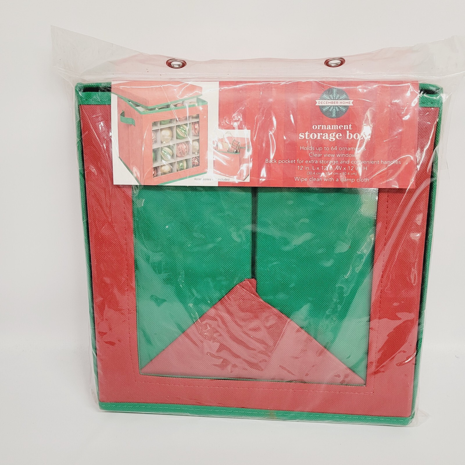 Christmas Ornament Storage Box Holds up to 64 Ornaments Clear View Window NEW