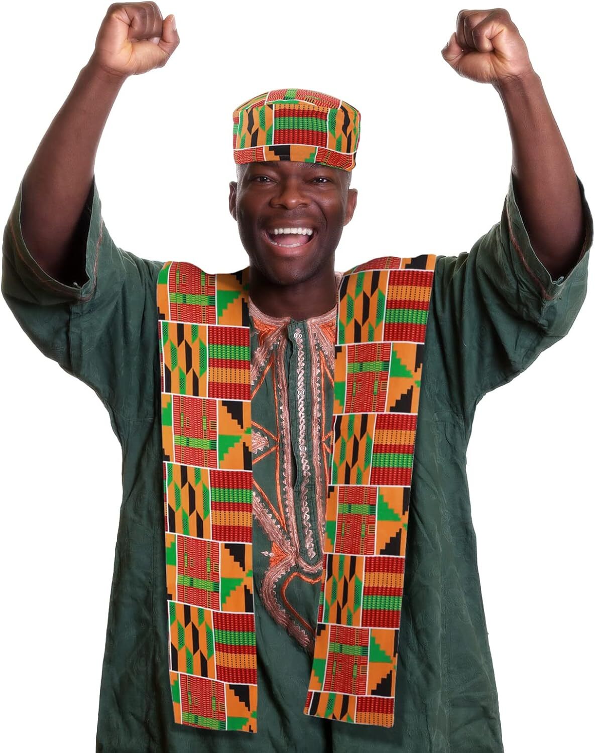 Jiuguva 2 Pcs African Kente Pattern Kufi Hat Men and...