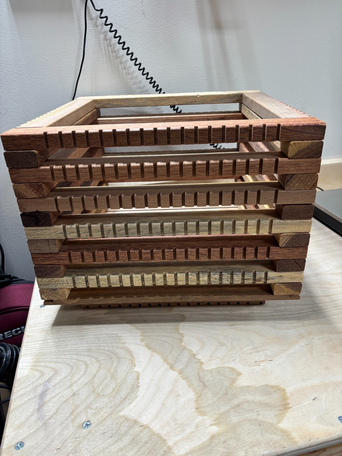 Hand made large wooden planter 15 1/4" X 15 1/4" X 11 5/8"