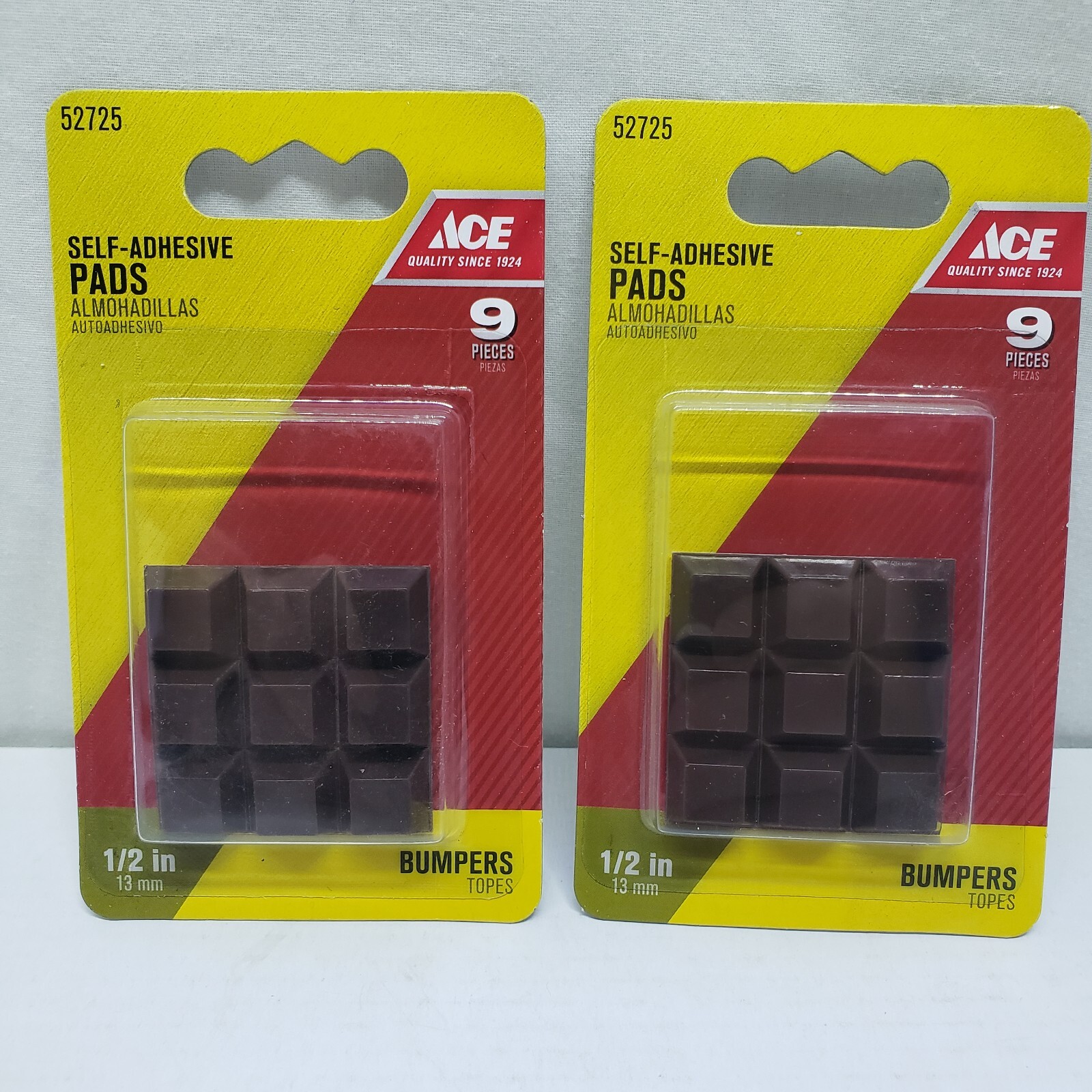 ACE Self Adhesive Pads 9 pcs. 1/2 " Square #52725 2 PACKS 18 PCS. TOTAL