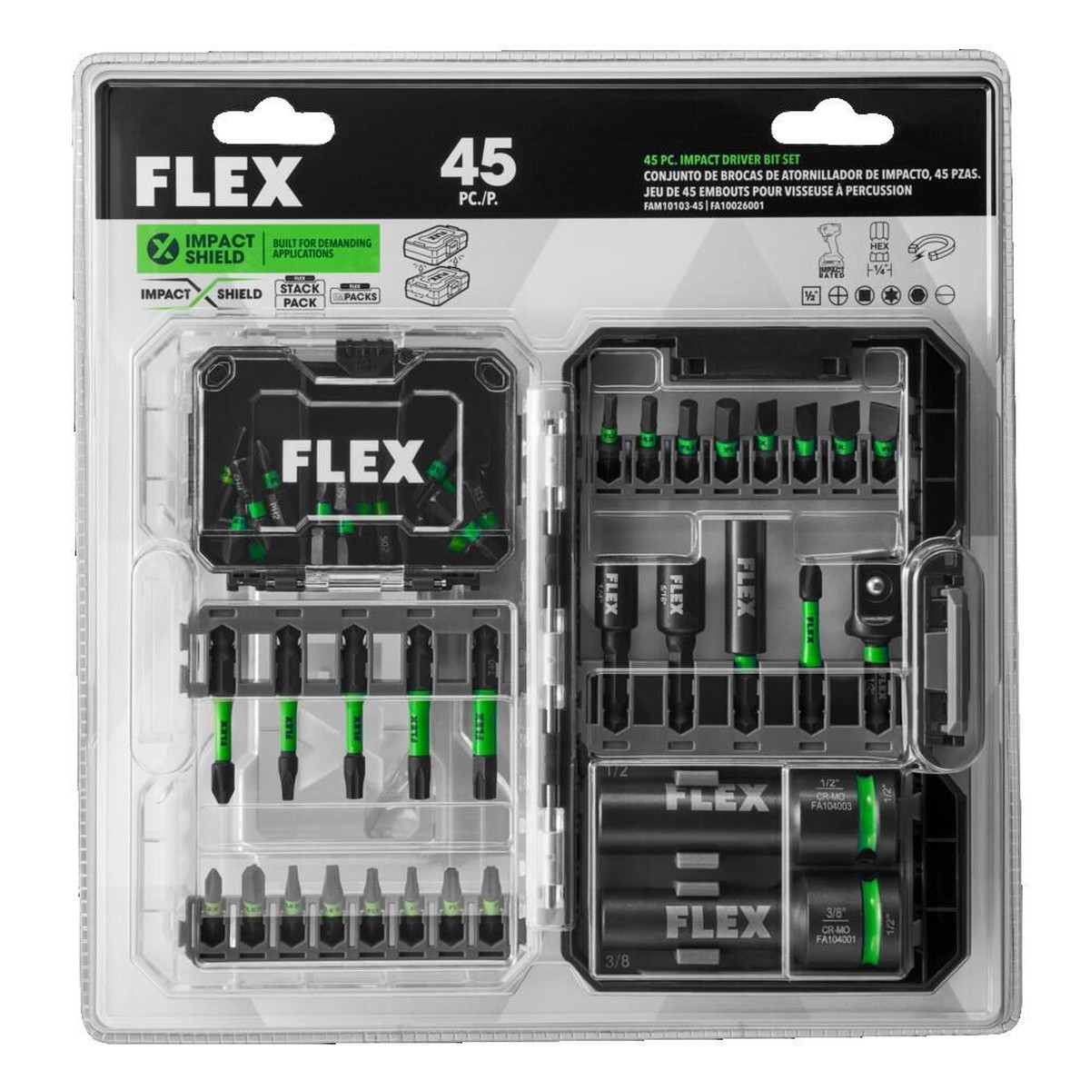 Flex FAM10103-45 45-Piece Impact Driver Bit Set w/ IMPACKS Case