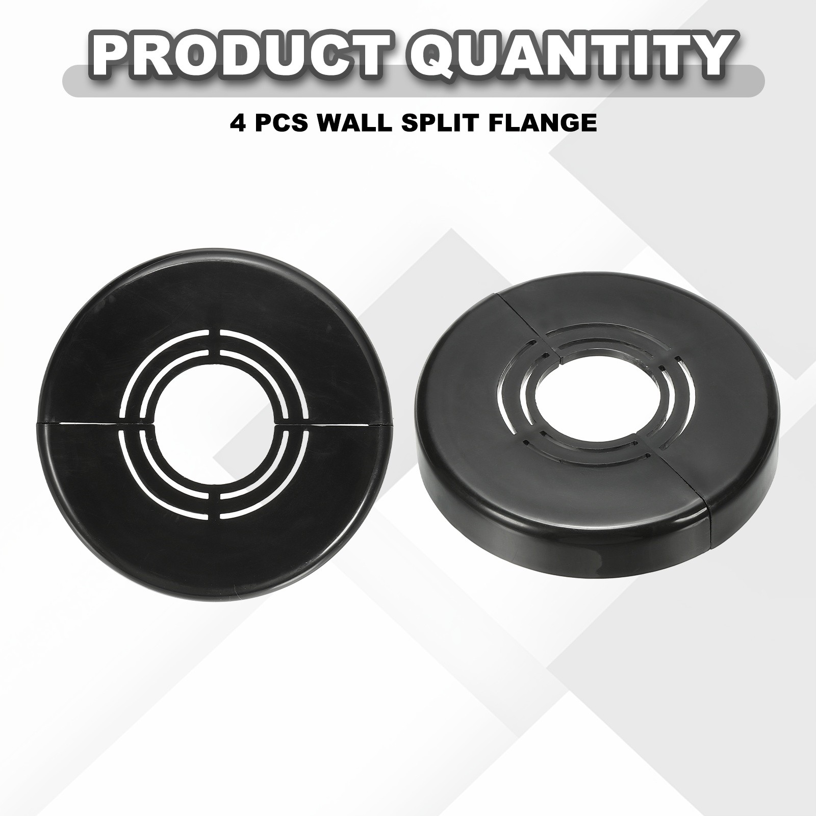 4pcs Wall Split Flange 0.39" Plastic Round Split Flange Pipe Cover, Black
