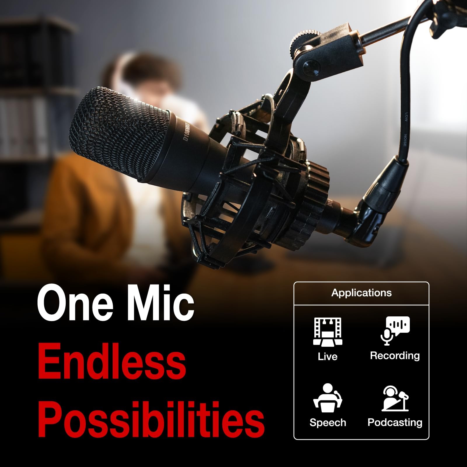 Professional Dynamic Vocal Microphone Wired for Singing, Premium Directional ...