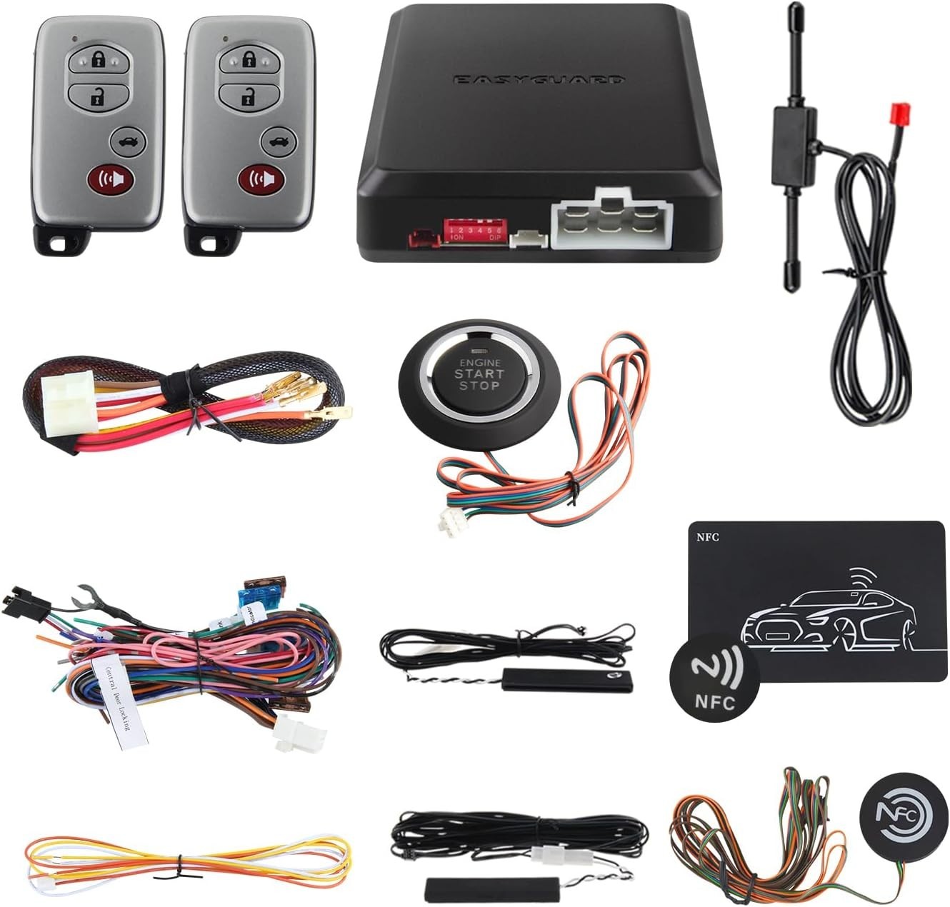 EC002-T Smart Key PKE Car Alarm System with Remote Start & Push Button Access