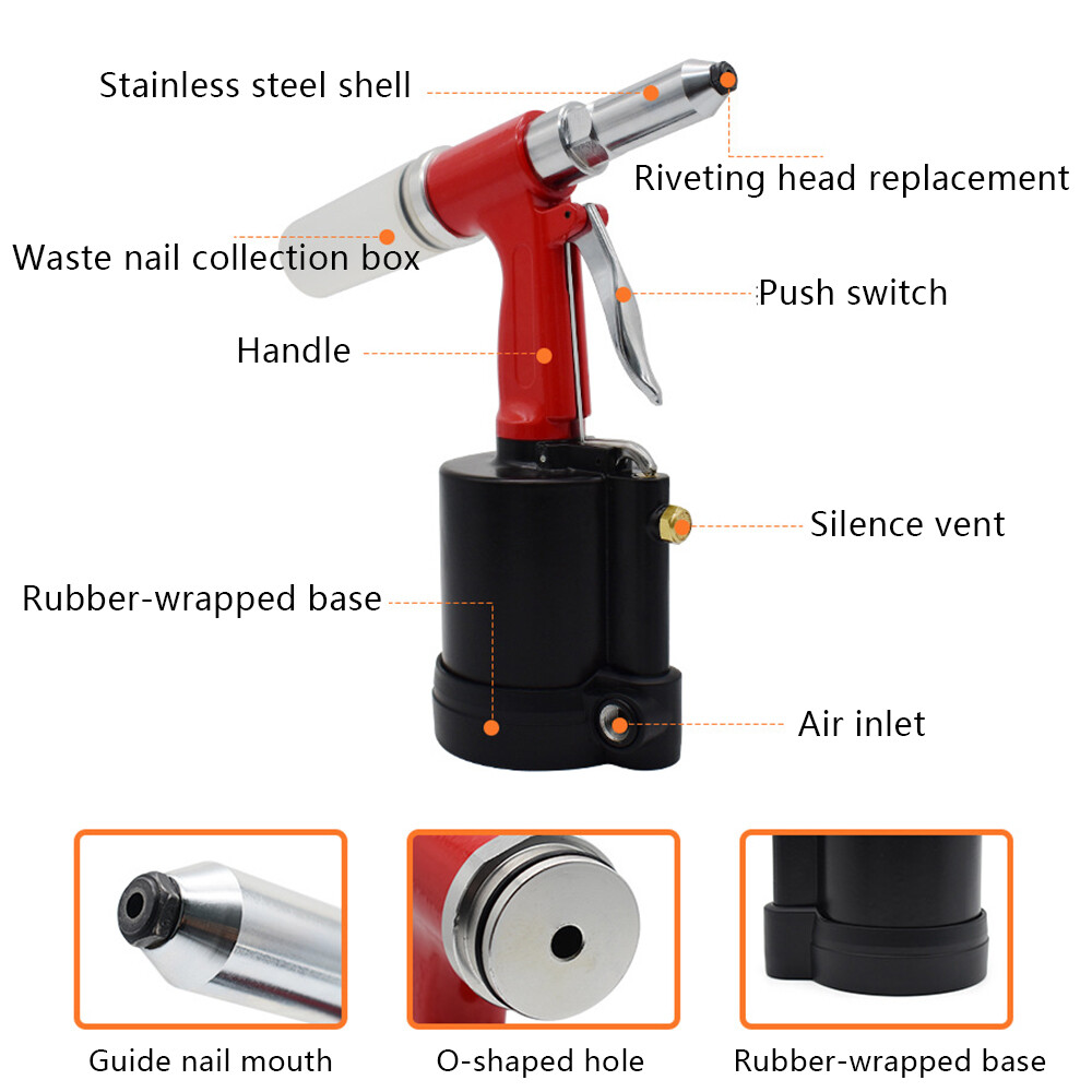 Rivet Gun Kit Rivnut Thread Setting Tool Air Hydraulic Pneumatic Pop Riveter NEW