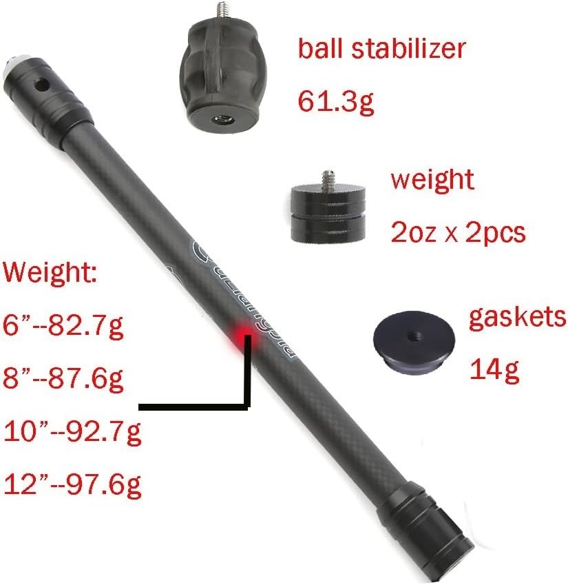 Archery Bow Stabilizer 10"&12" Compound Bow Single Side V-bar Bow Stabilizer Set