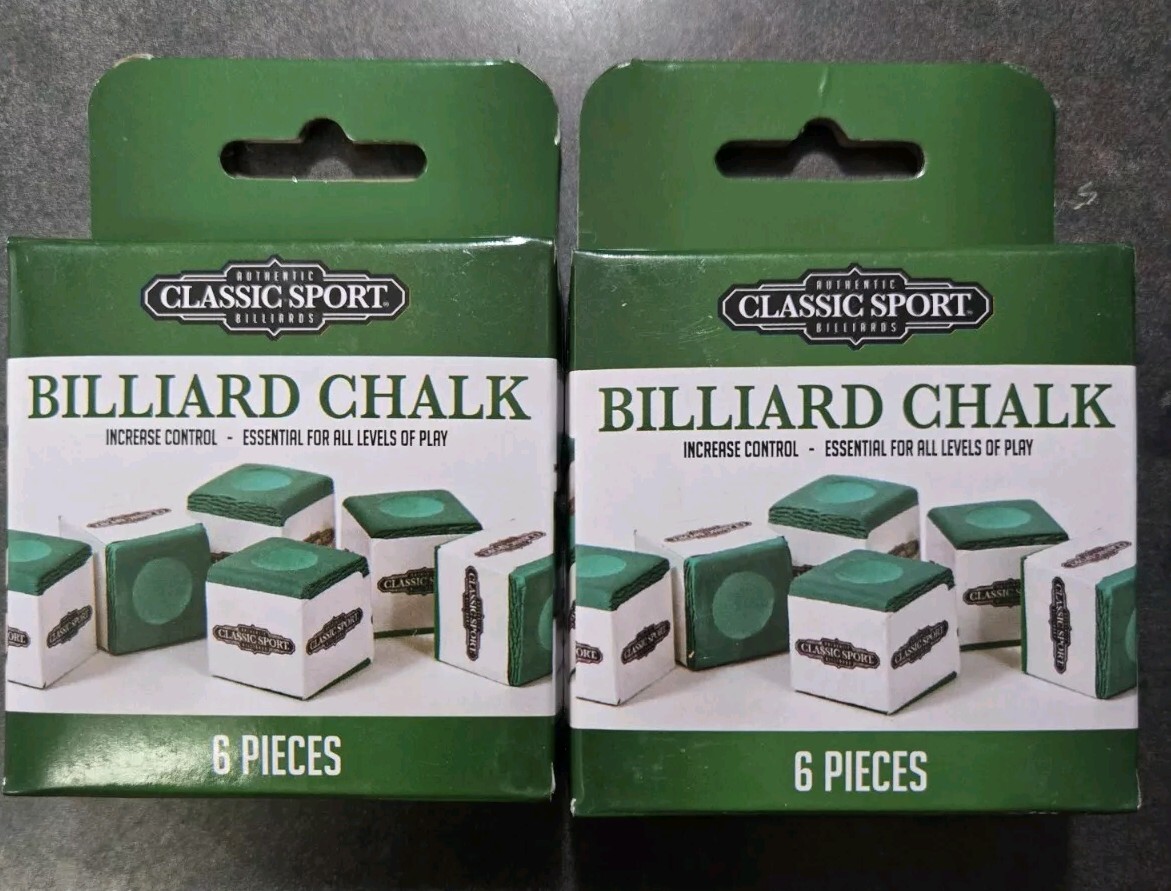 Classic Sport Pool Cue Stick / Billiard Green Chalk Squares TWO 6 PACK BUNDLE