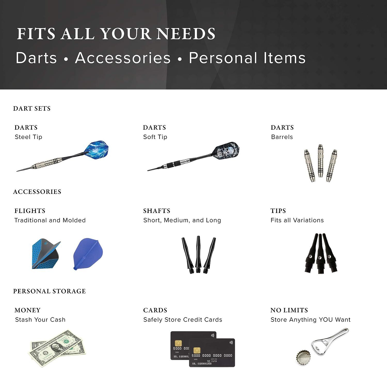 Casemaster Single Black Dart Case with Solid Plastic Insert and Flexible, Tough