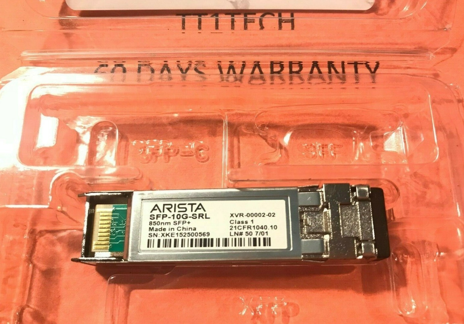 1 Arista SFP-10G-SRL 10Gb 850nm SFP+ Transceiver XVR-00002-02 7010T 7150S 7280