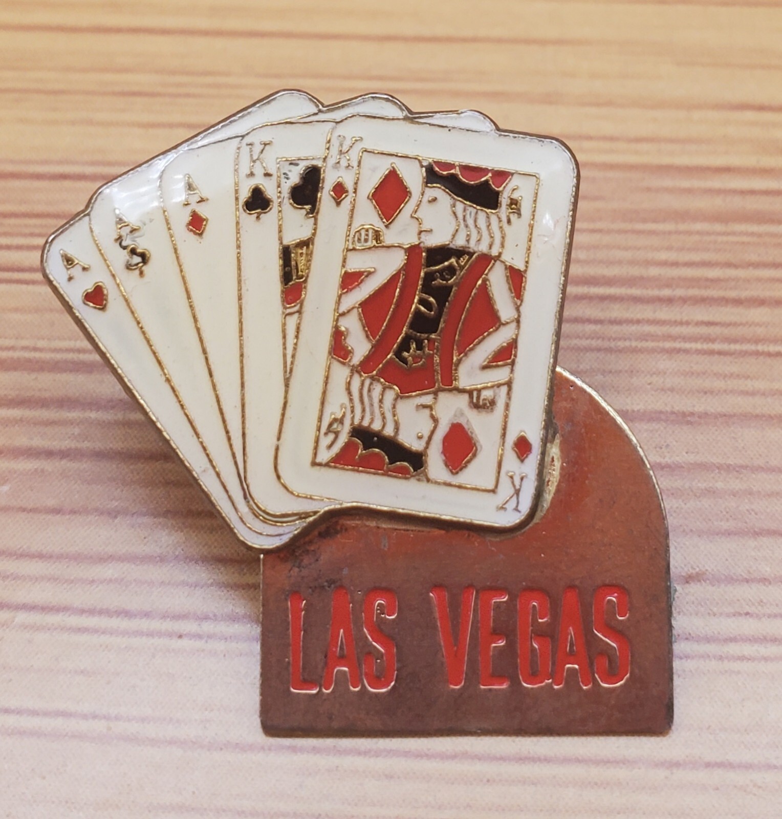 VTG Las Vegas Full House Cards Pin Badge Hat Lapel Vegas Casino Cards Lucky Pin