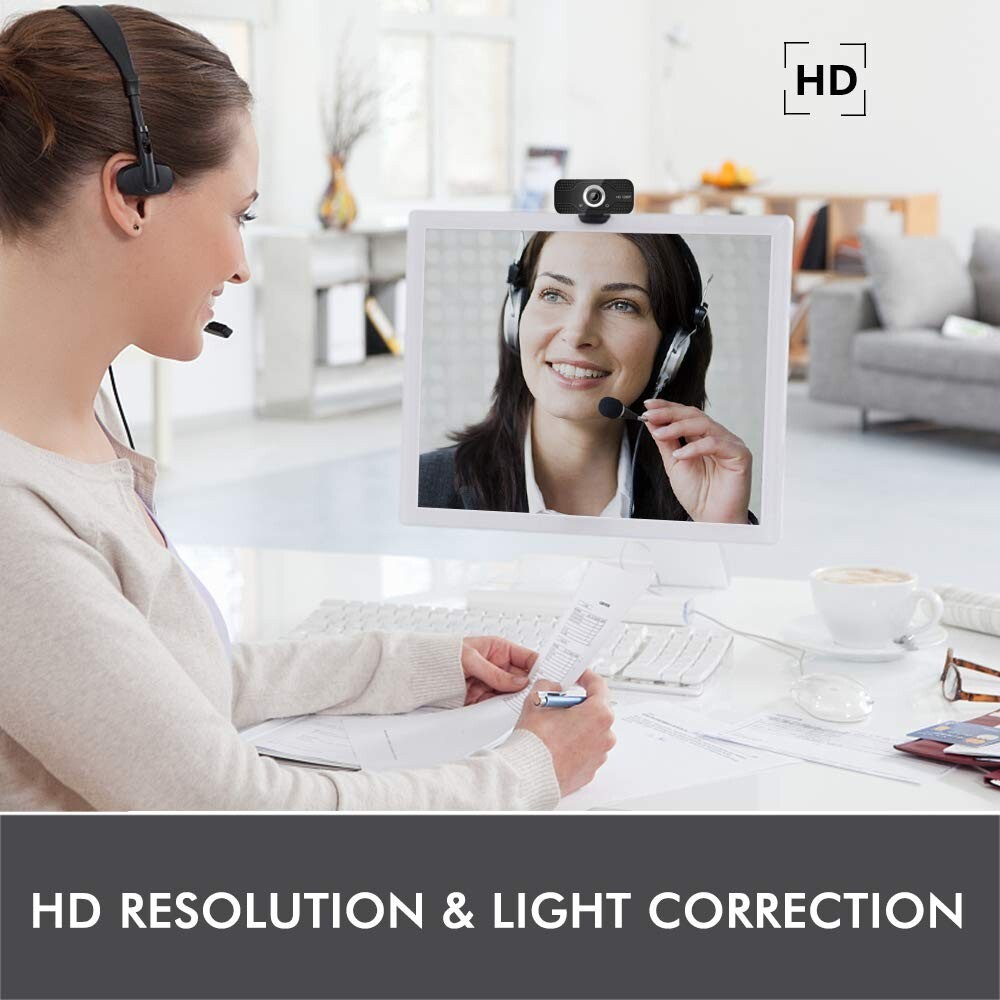 Webcam with Microphone,1080p HD Webcam Streaming Computer Web Camera USB Cable