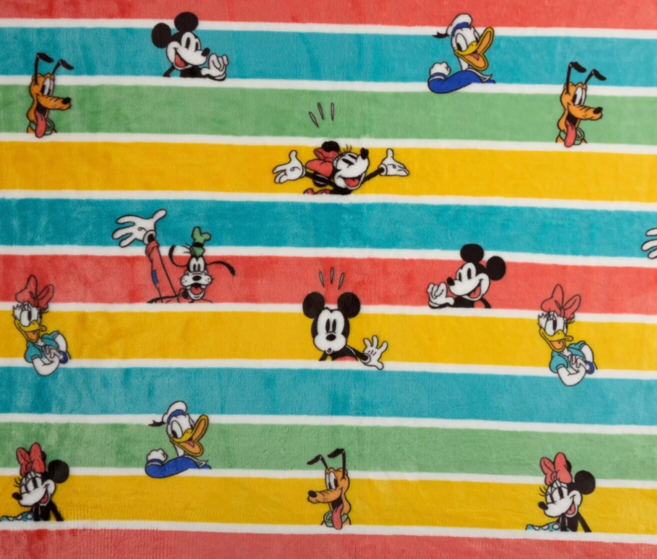 Mickey Mouse & Friends Striped Soft Throw Blanket 5' x 6 ft - The Big One -New
