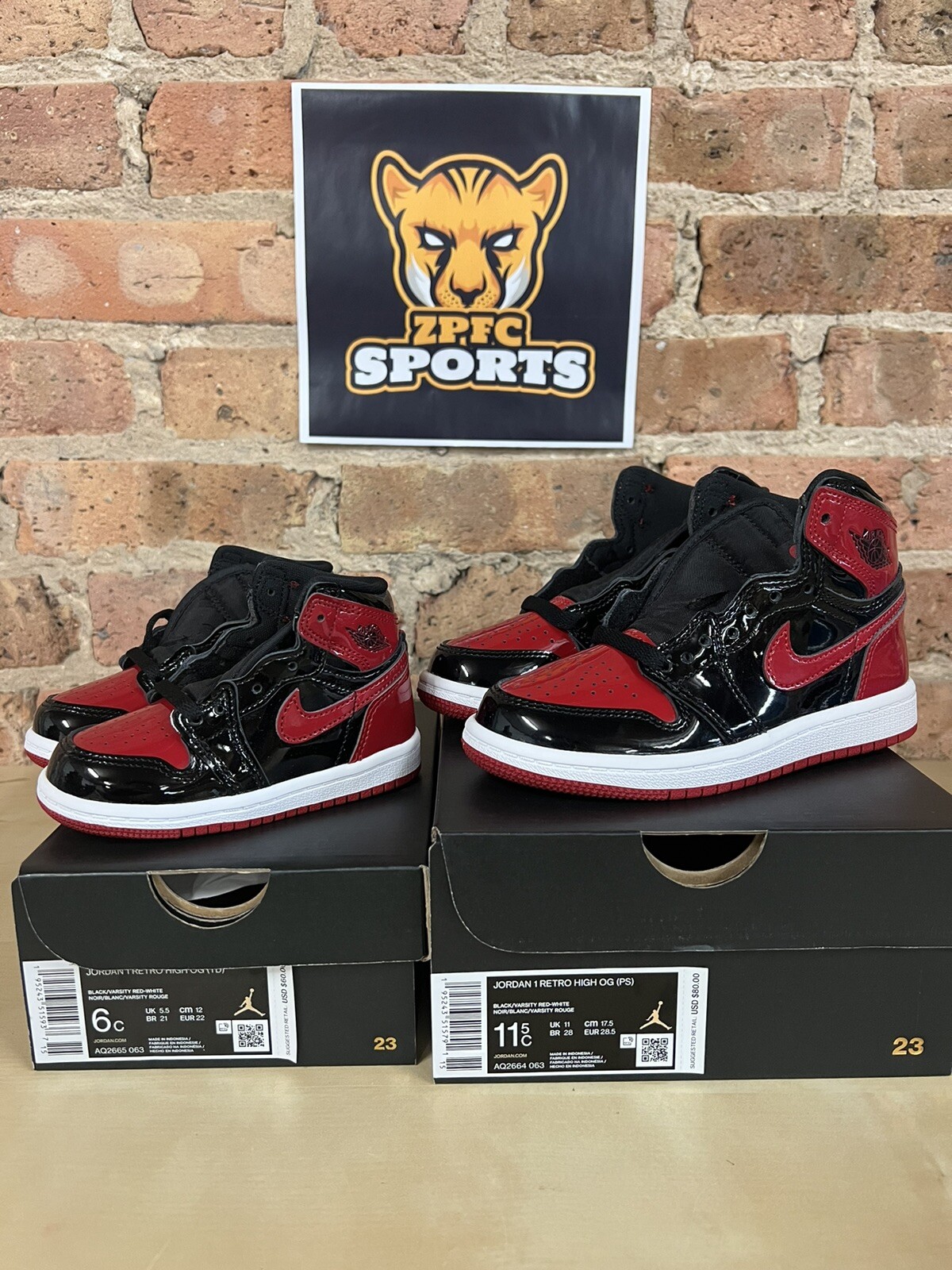 Air Jordan 1 Retro High Patent leather Bred MENS 555088-063 GS 575441-063