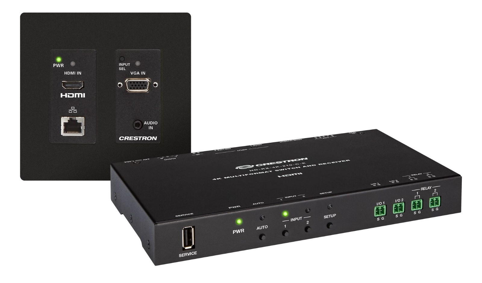 Crestron HD-MD-4K-300-2G-B 4K 3x1 Scaling Auto-Switcher & Wall Plate Extender