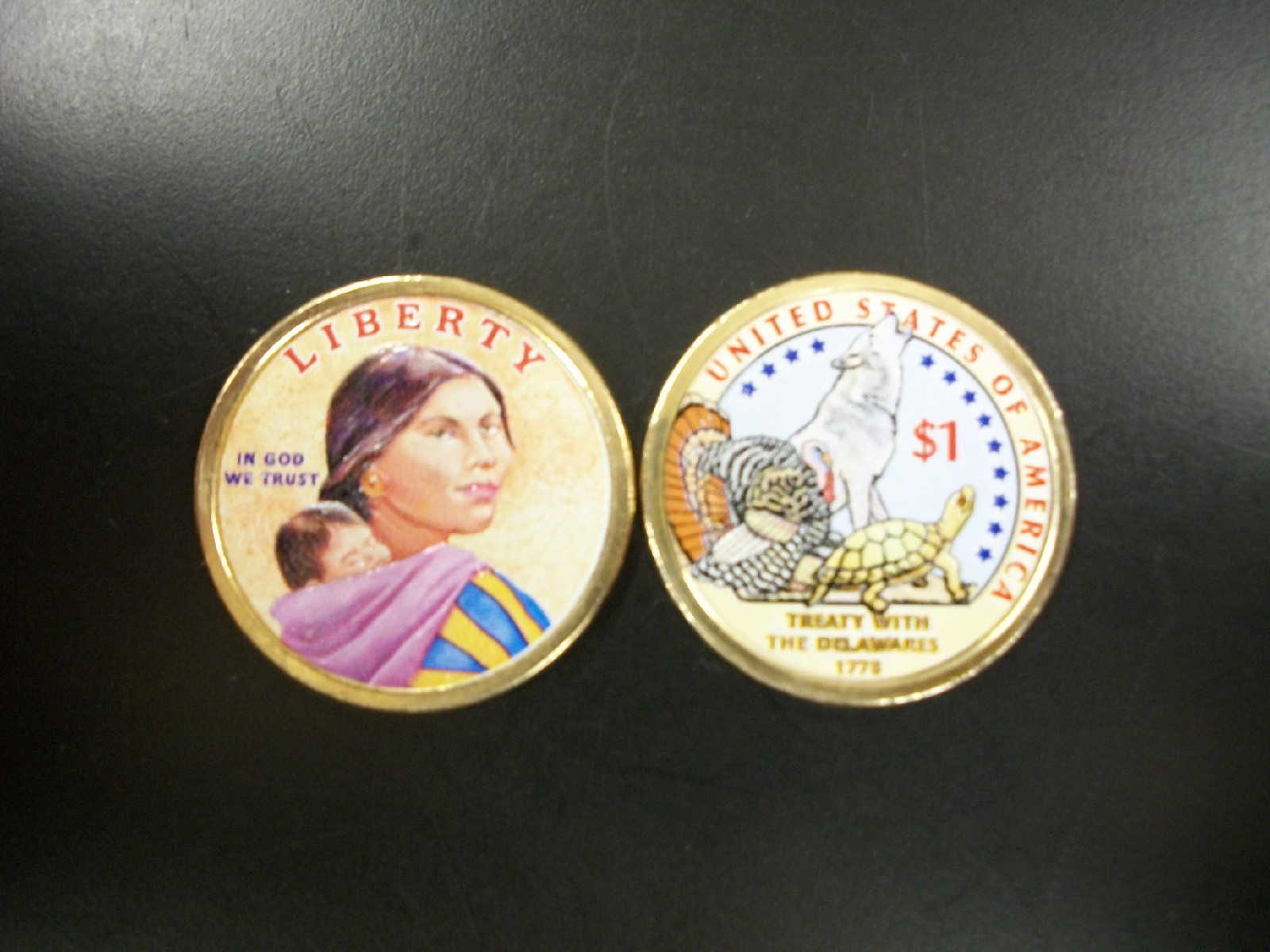 2013 Native American Dollar Colorized on Both Sides
