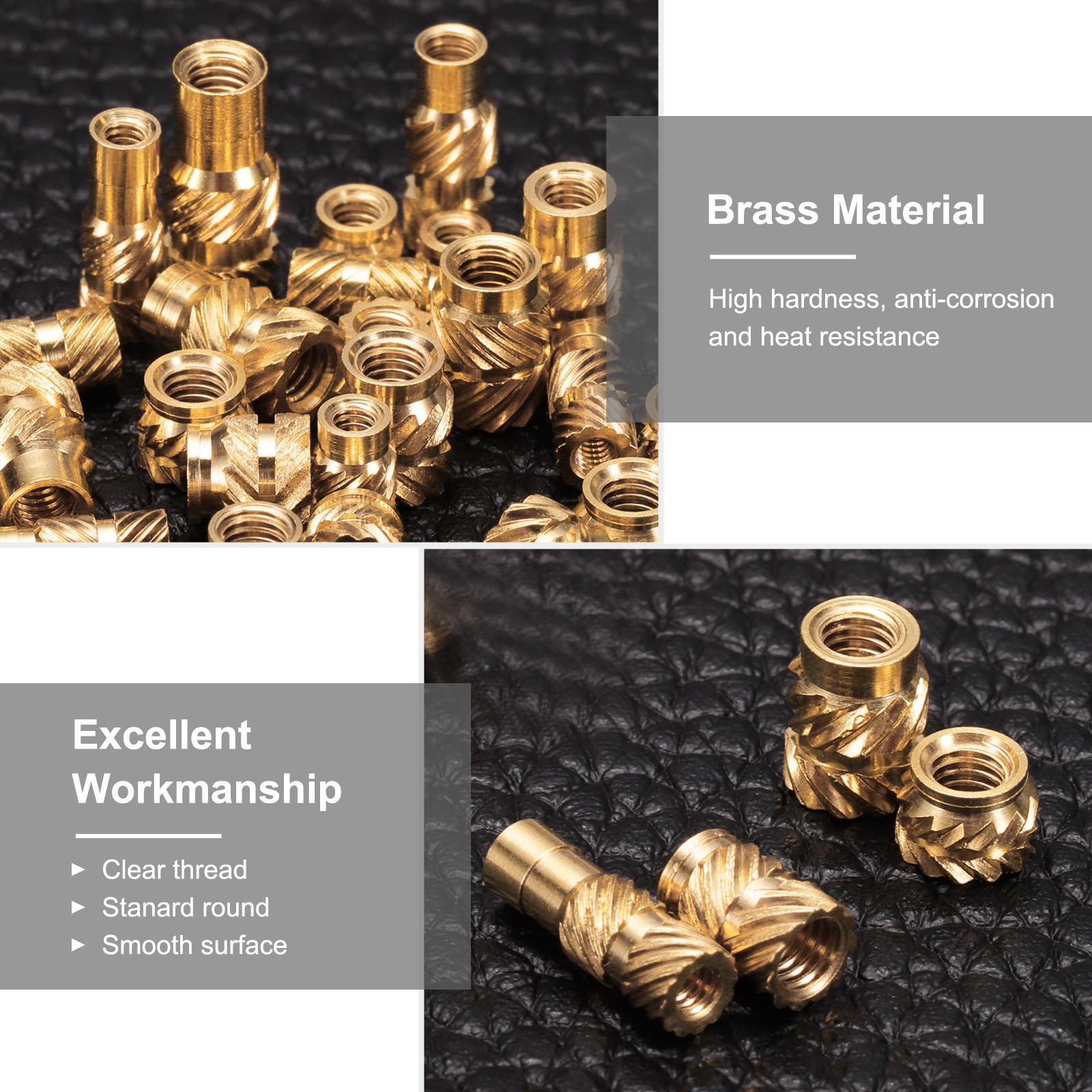 100pcs M3 Threaded Inserts Brass Heat Set Insert M3x4.5mm, OD 5mm Knurled Nuts